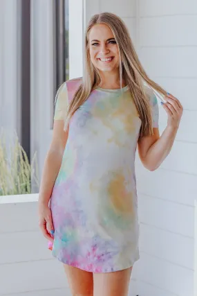 Cool For the Summer Tie Dye Sleeve Dress in Pink