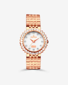 Croton Ladies Rosetone Round Mother of Pearl Dial Watch with Diamond Markers