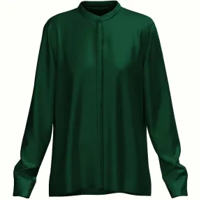 DARK GREEN SILK SATIN BLOUSE