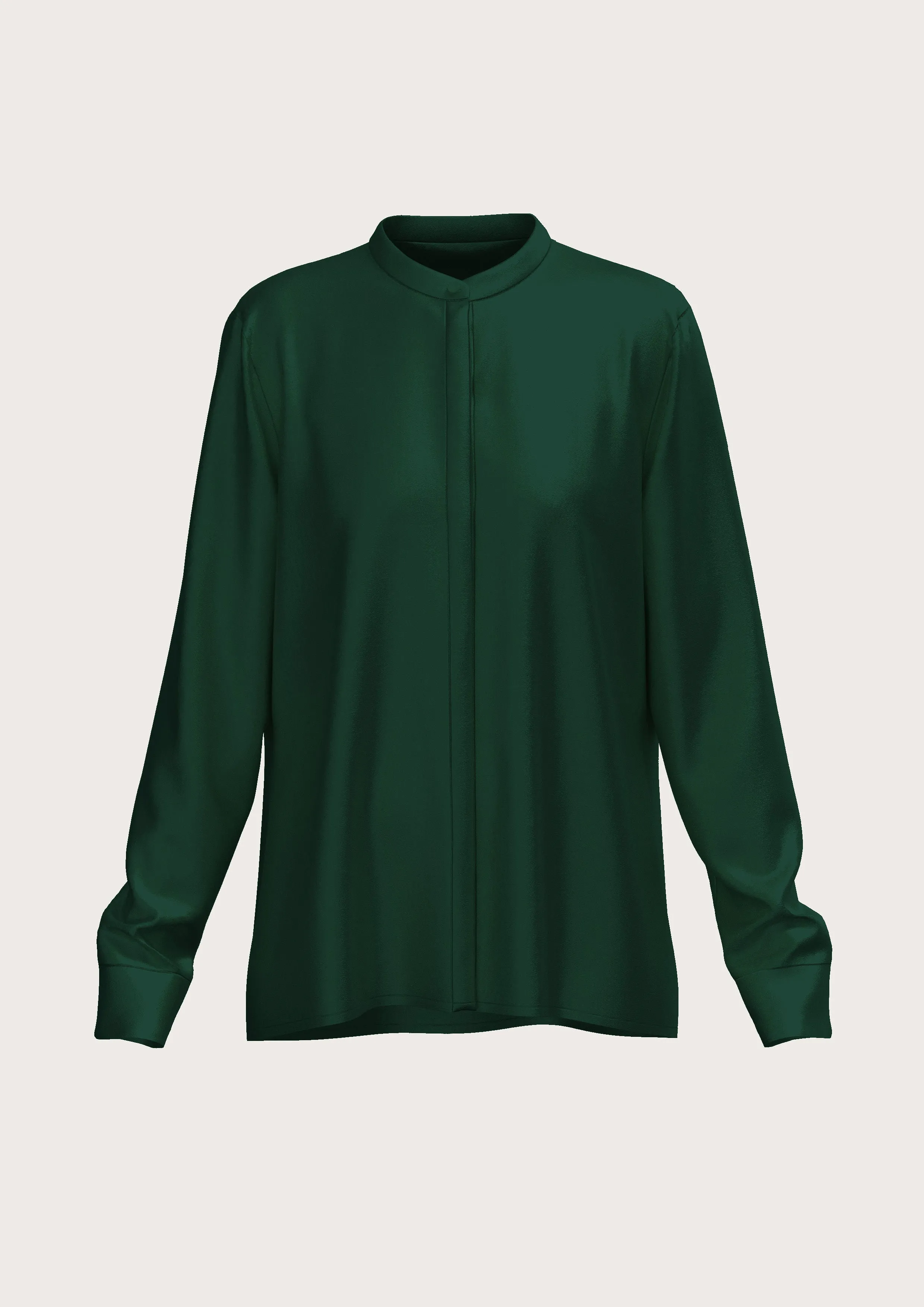 DARK GREEN SILK SATIN BLOUSE