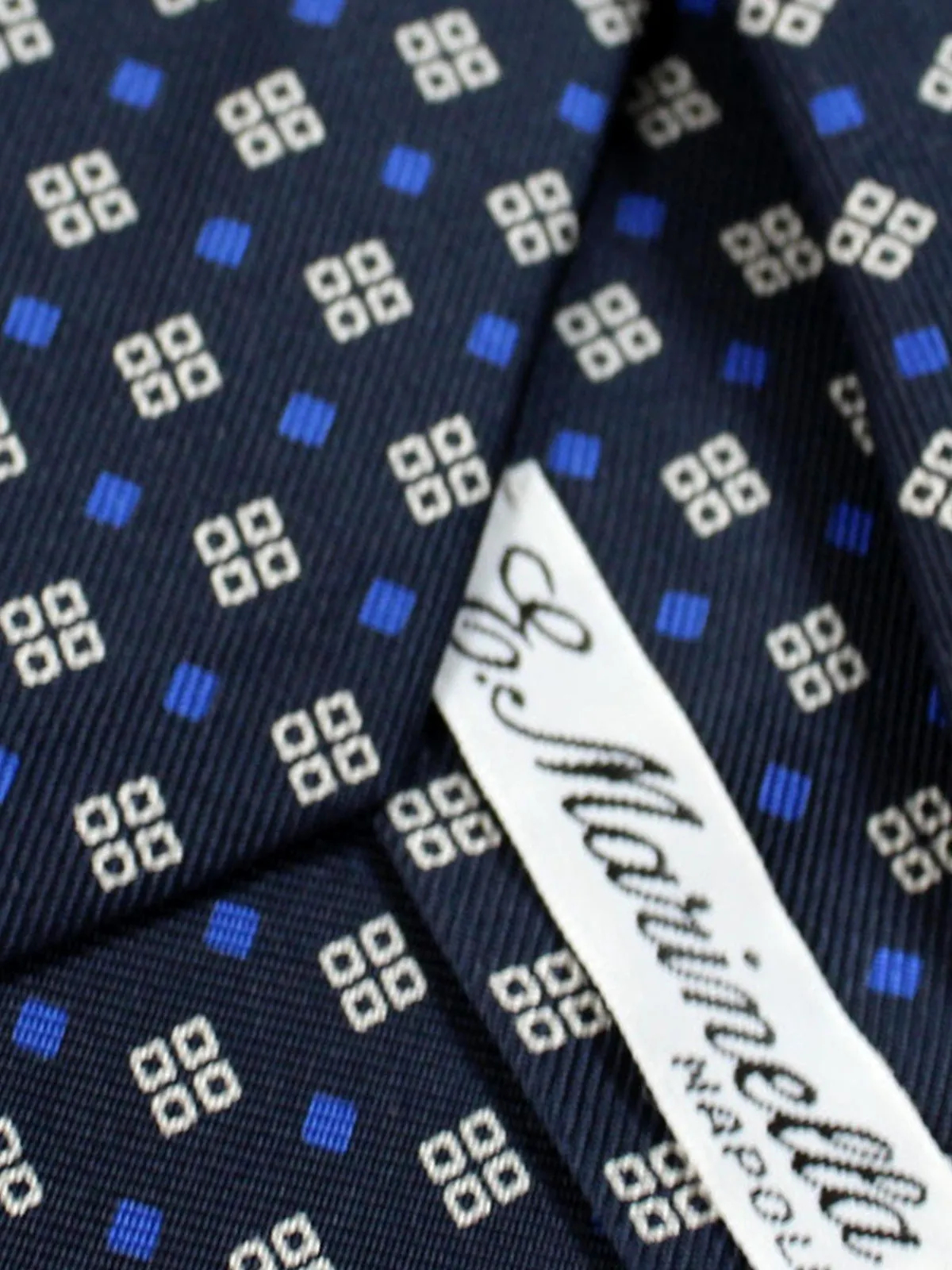 E. Marinella Tie Dark Blue Royal Geometric SALE