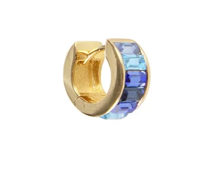 Fairley Blue Ombre Crystal Huggies Gold