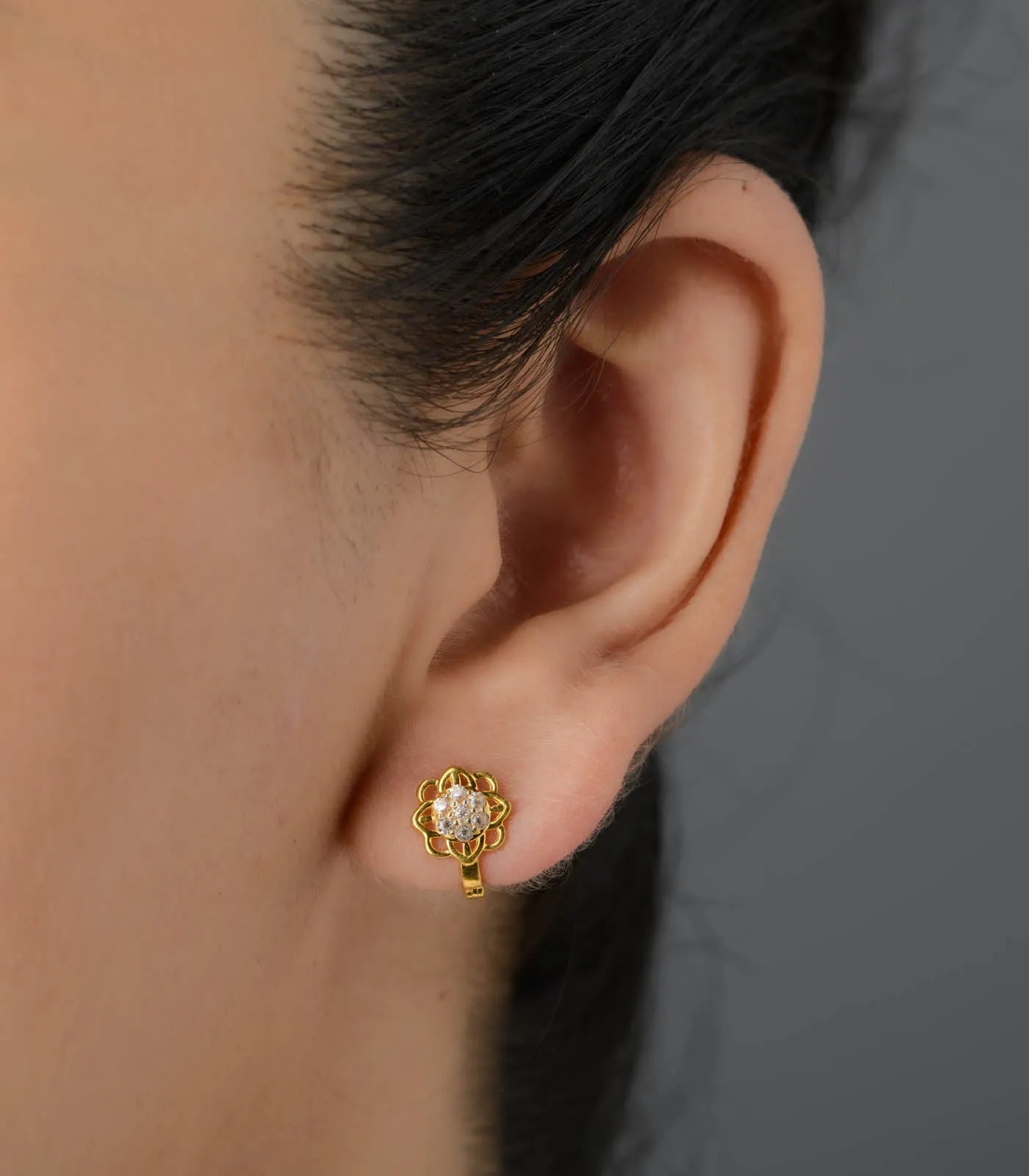 Flower with Stone Earrings