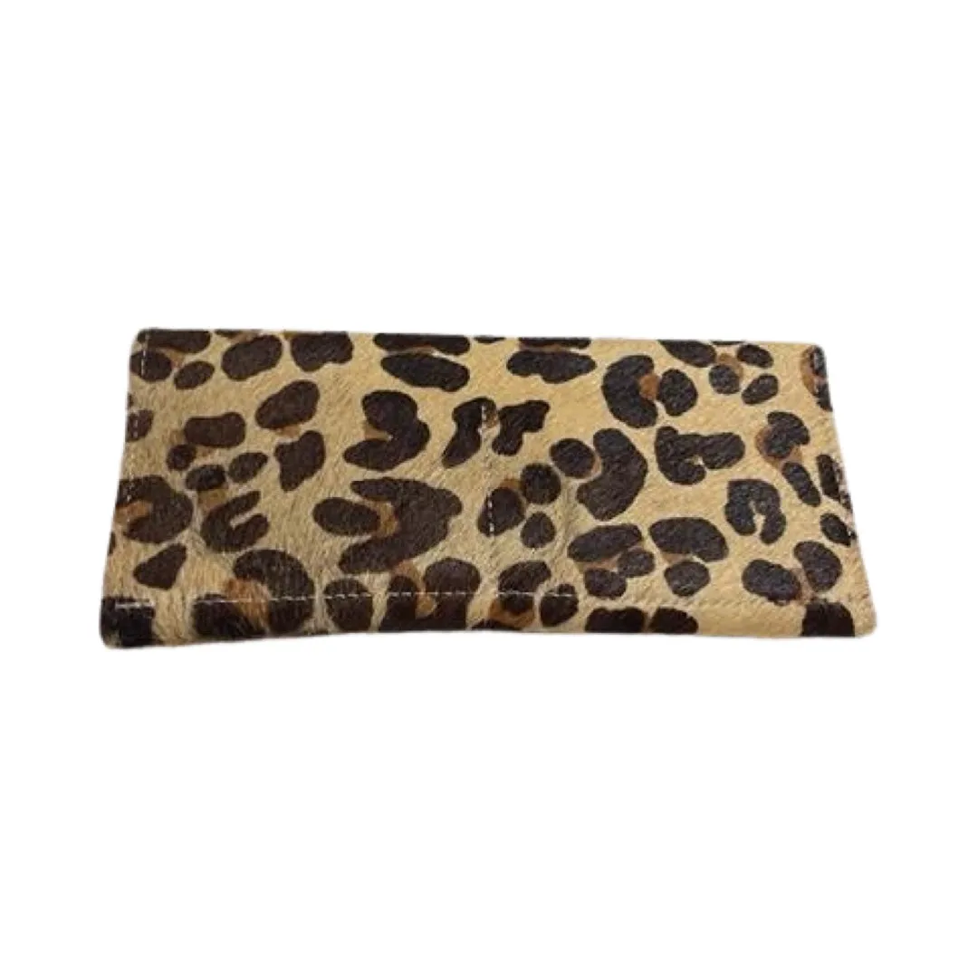 Folio- leopard-red cowhide with red button wallet