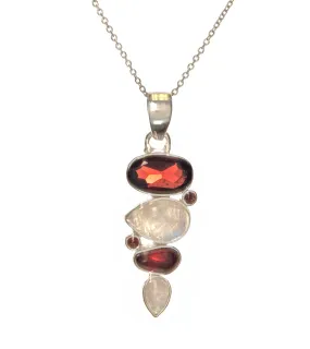 Garnet & Rainbow Moonstone Pendant