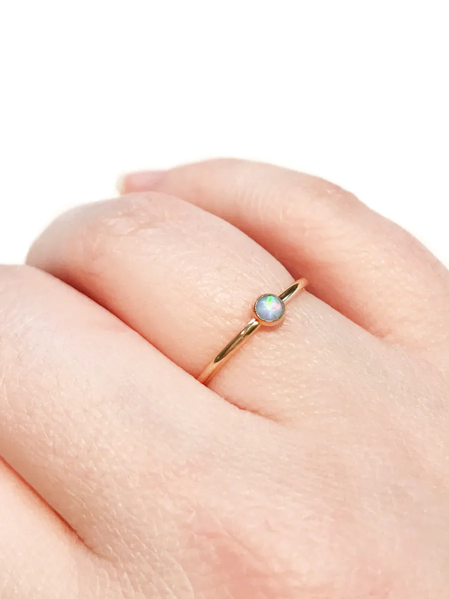 Gold Filled Simple Blue Opal Ring