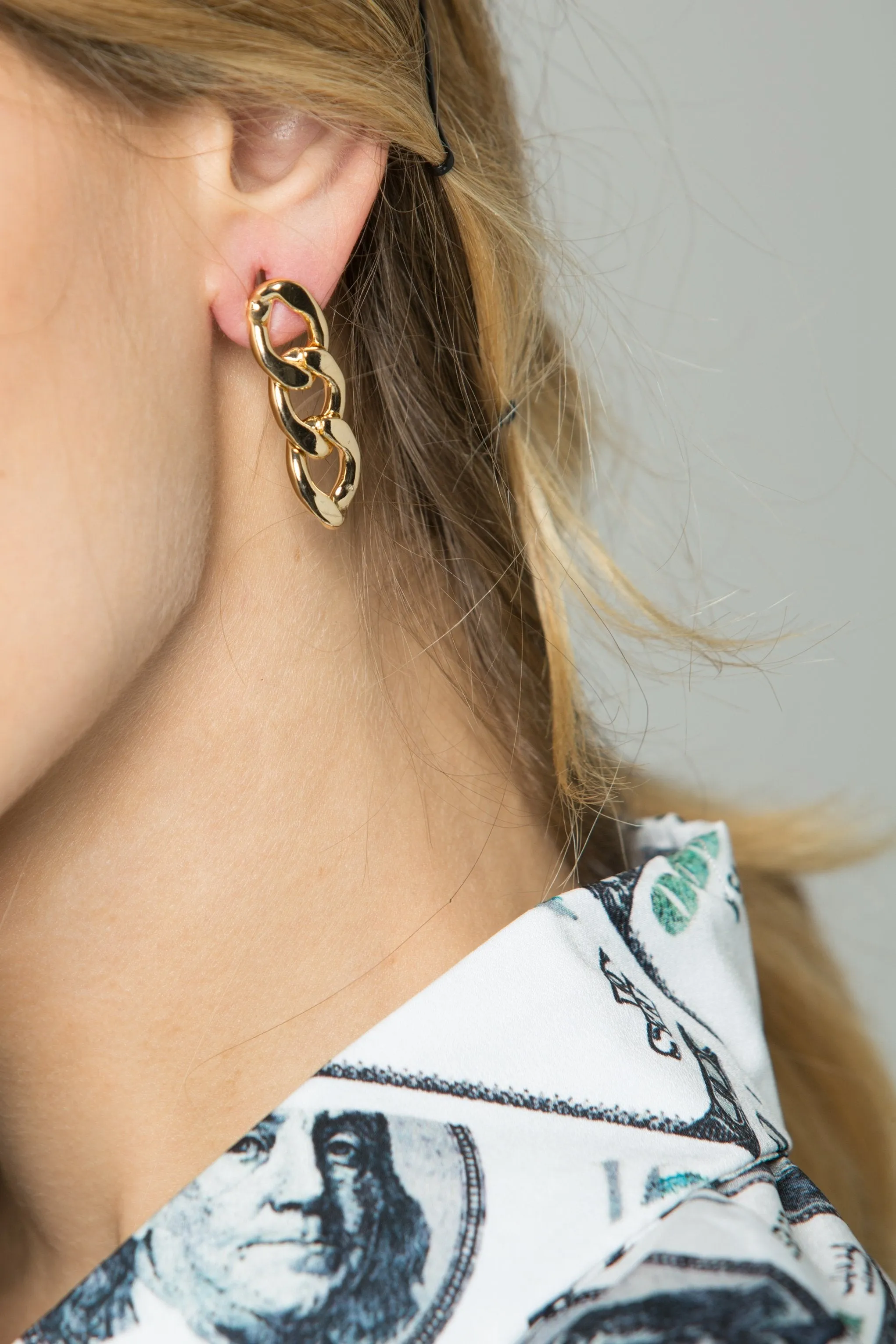 Gold Tri-chain Earrings