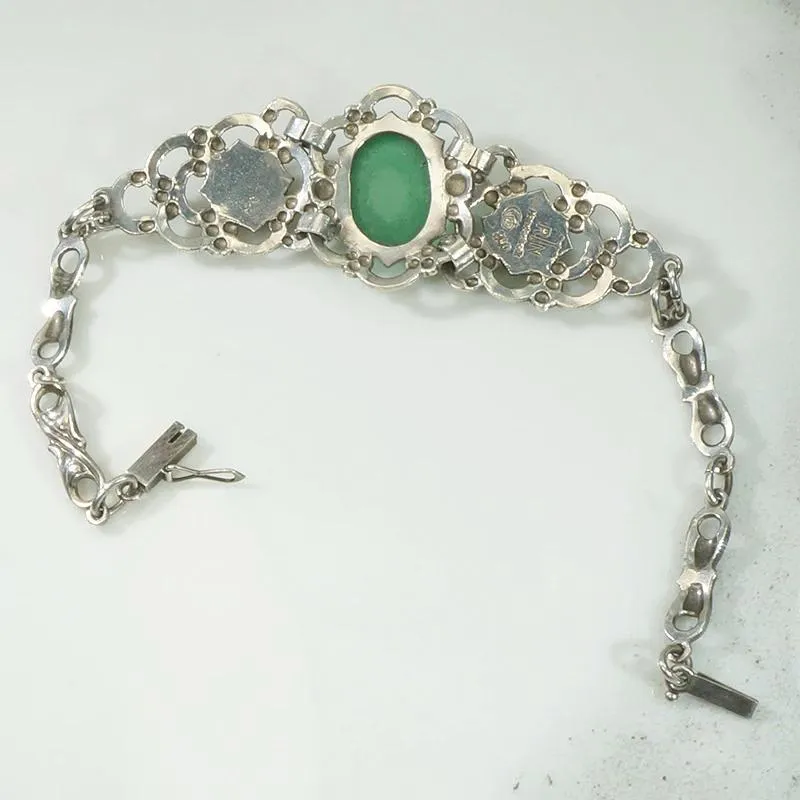 Gorgeous Silver and Chrysoprase 800 Silver Bracelet