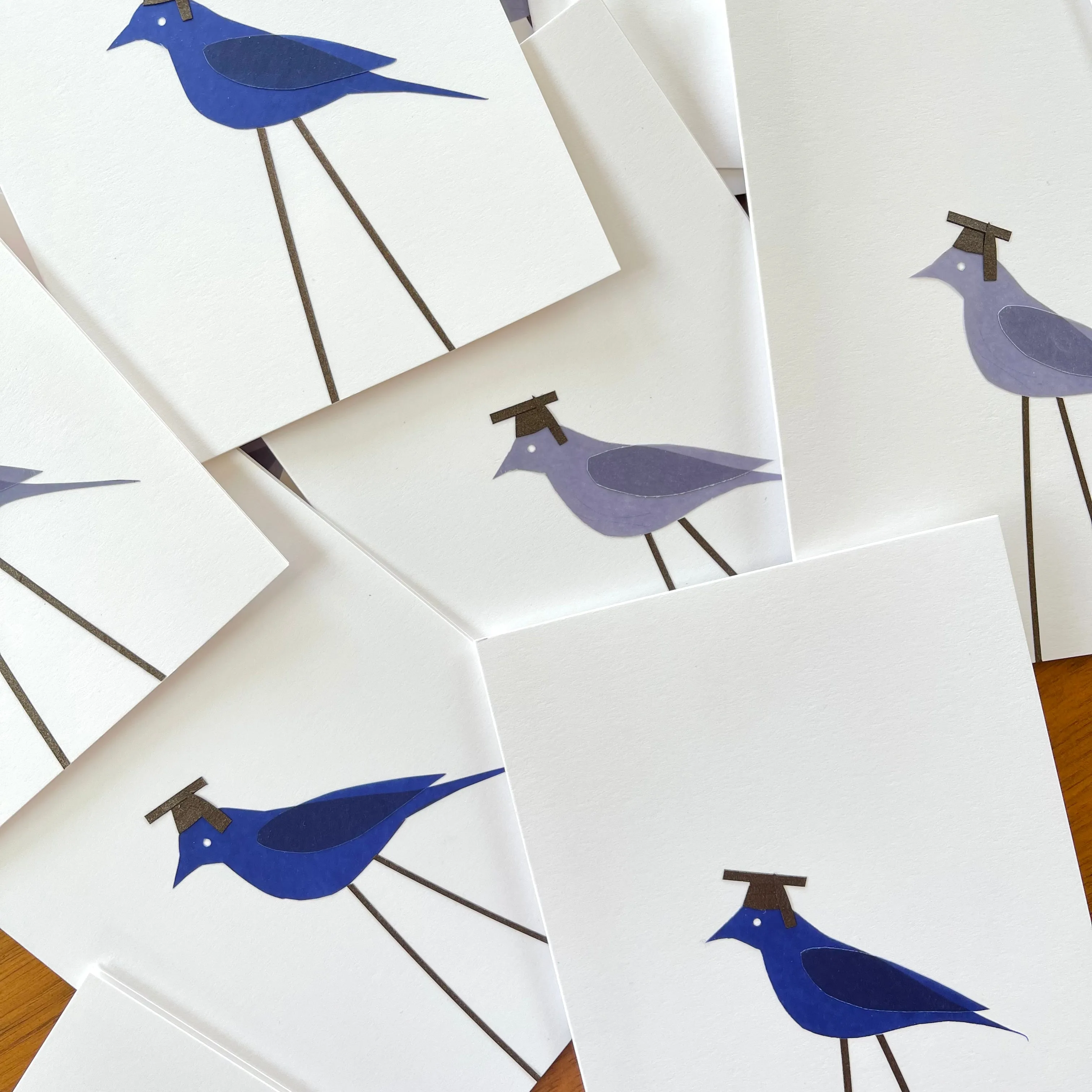 Grad Bird, handmade, cut-paper greeting card