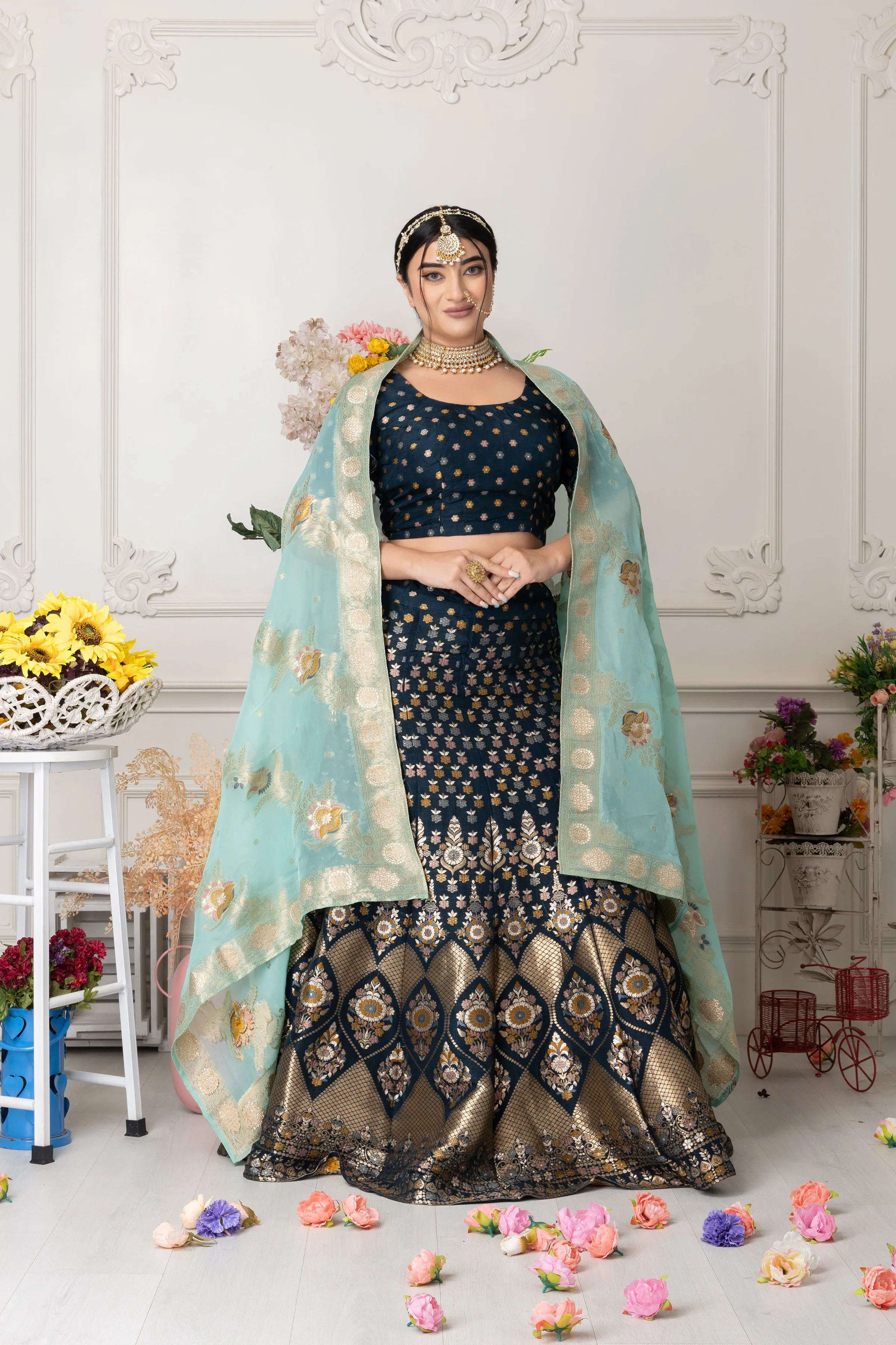 Haril Dhvani Banarasi Silk Lehenga