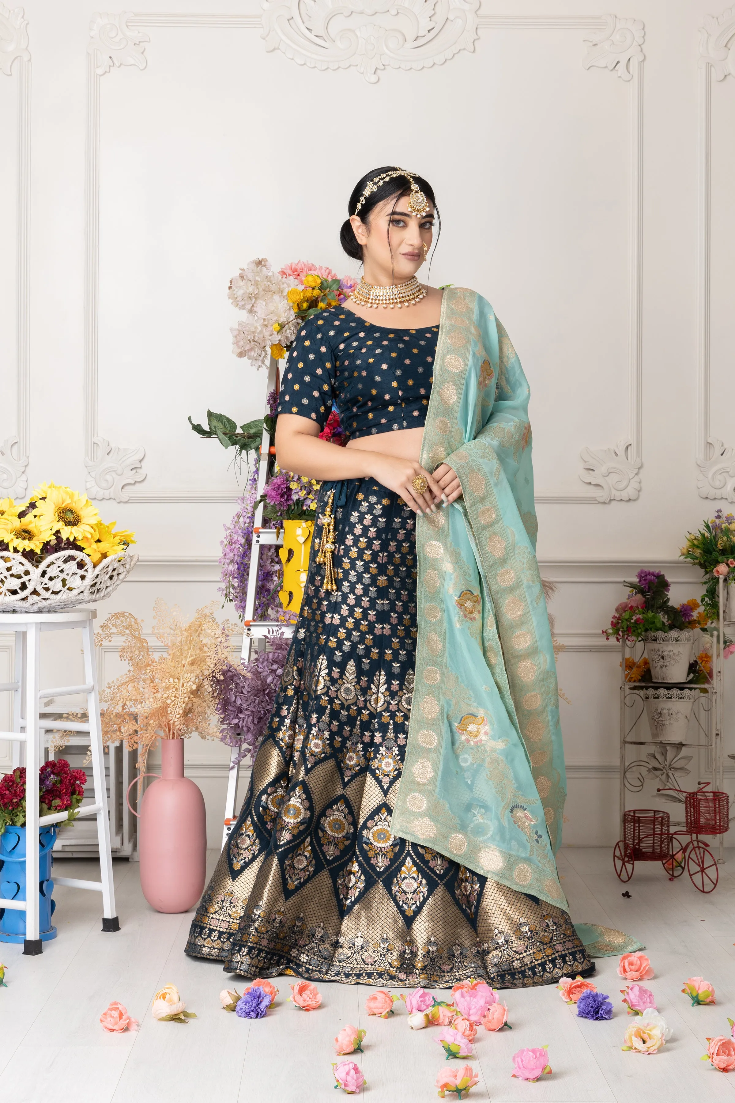 Haril Dhvani Banarasi Silk Lehenga