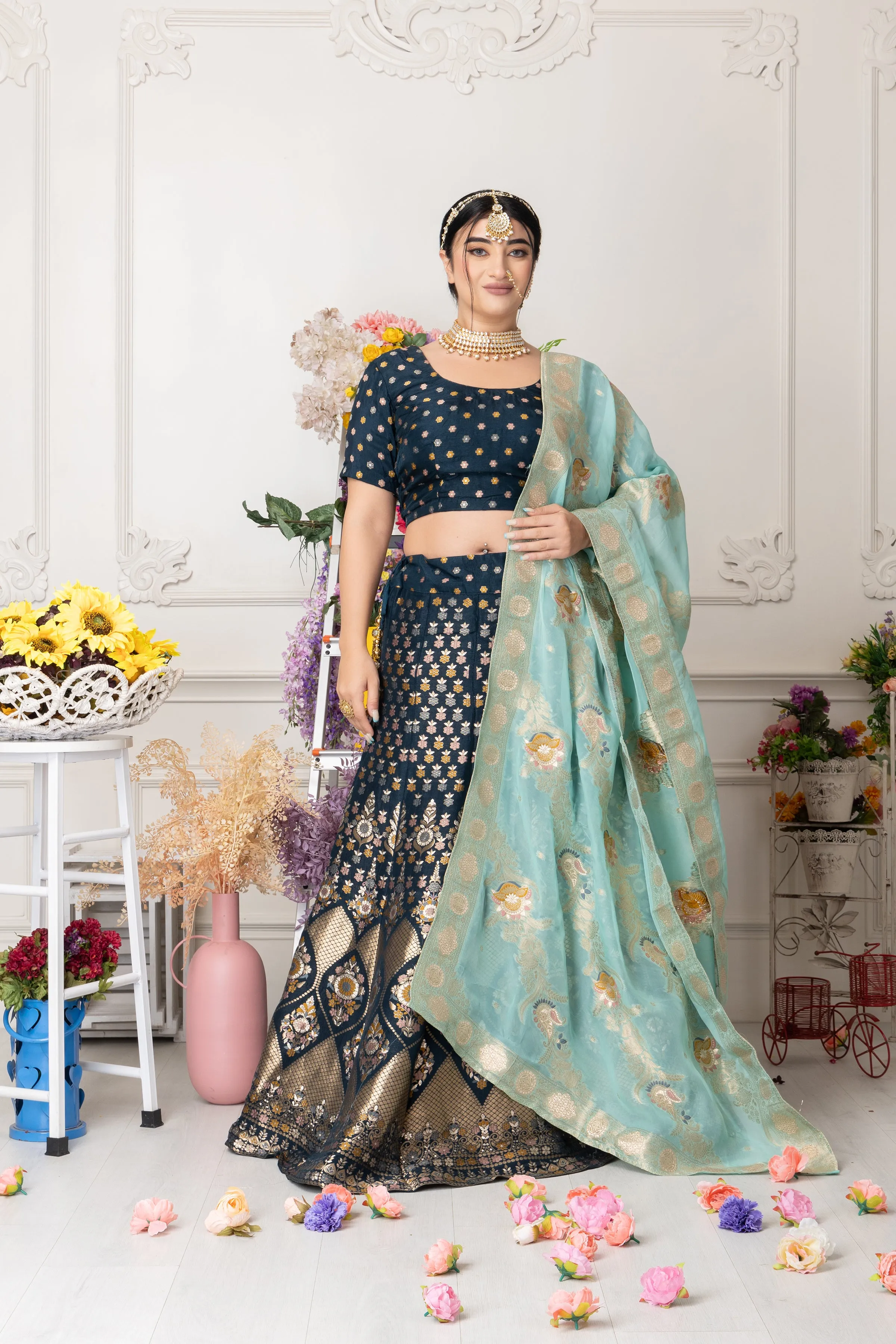 Haril Dhvani Banarasi Silk Lehenga