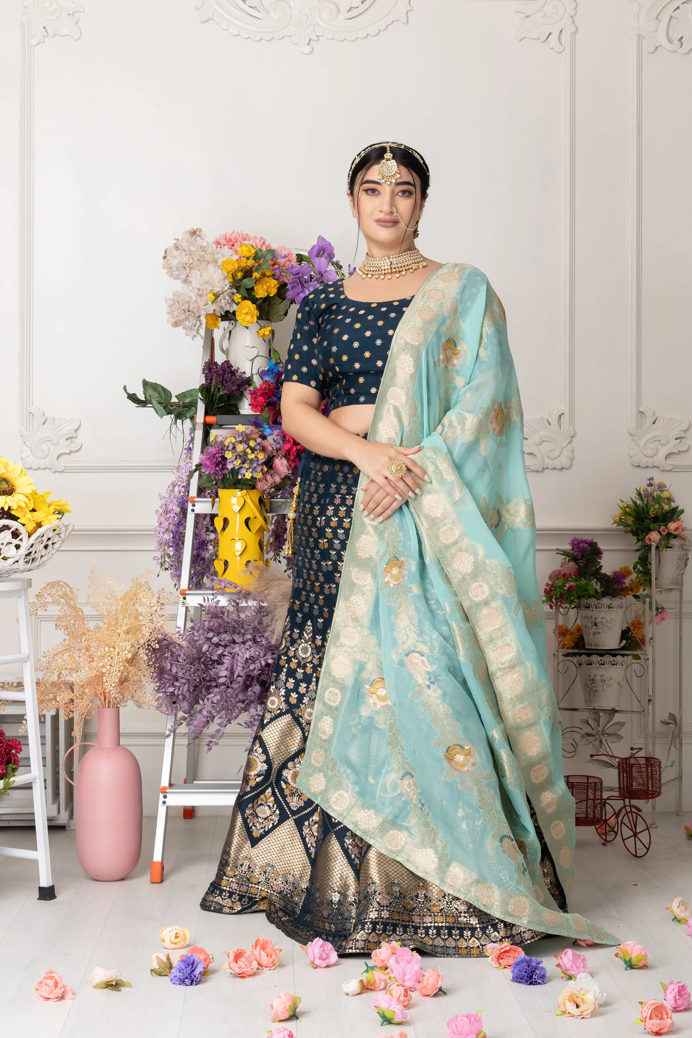 Haril Dhvani Banarasi Silk Lehenga