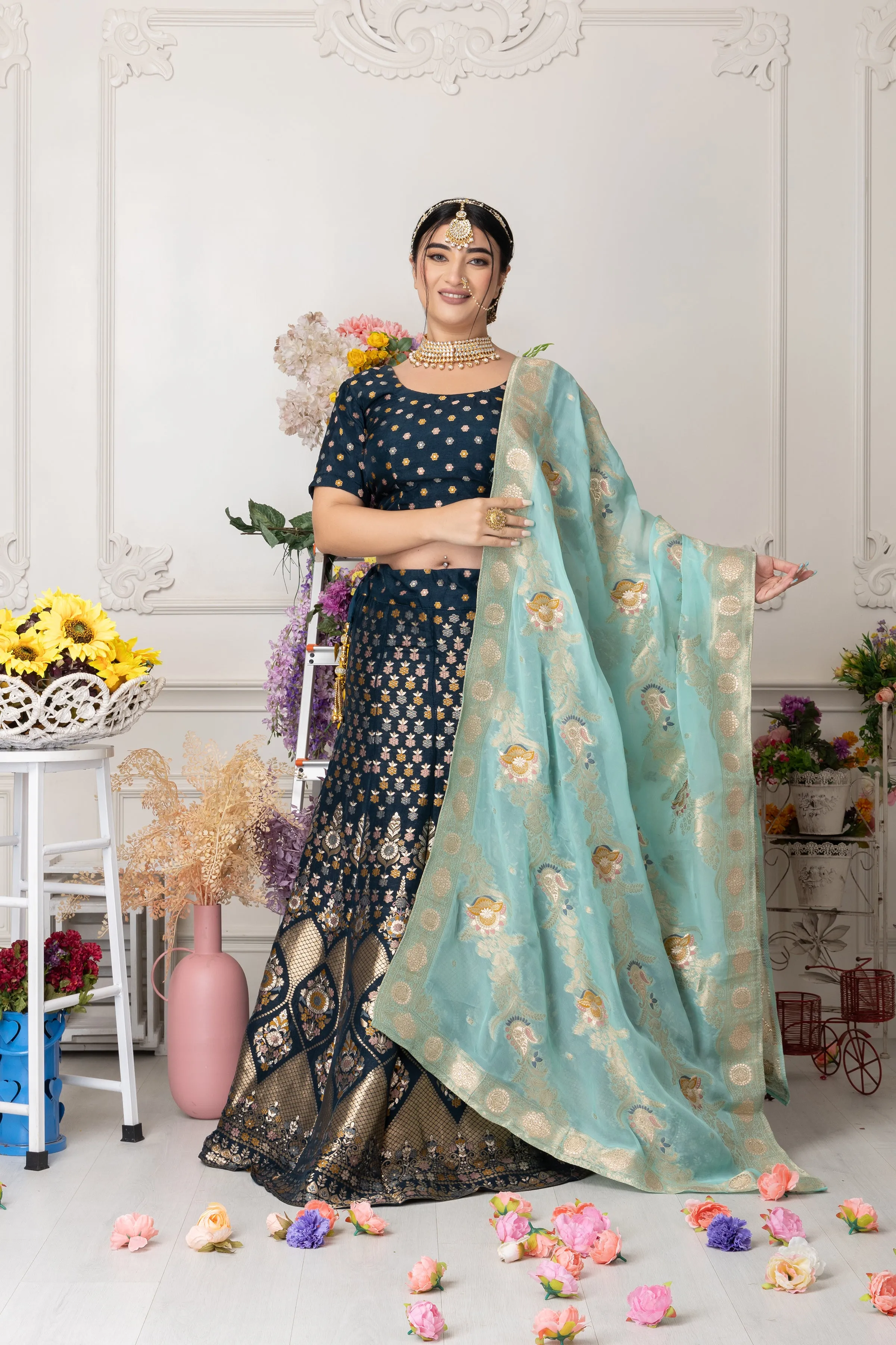 Haril Dhvani Banarasi Silk Lehenga