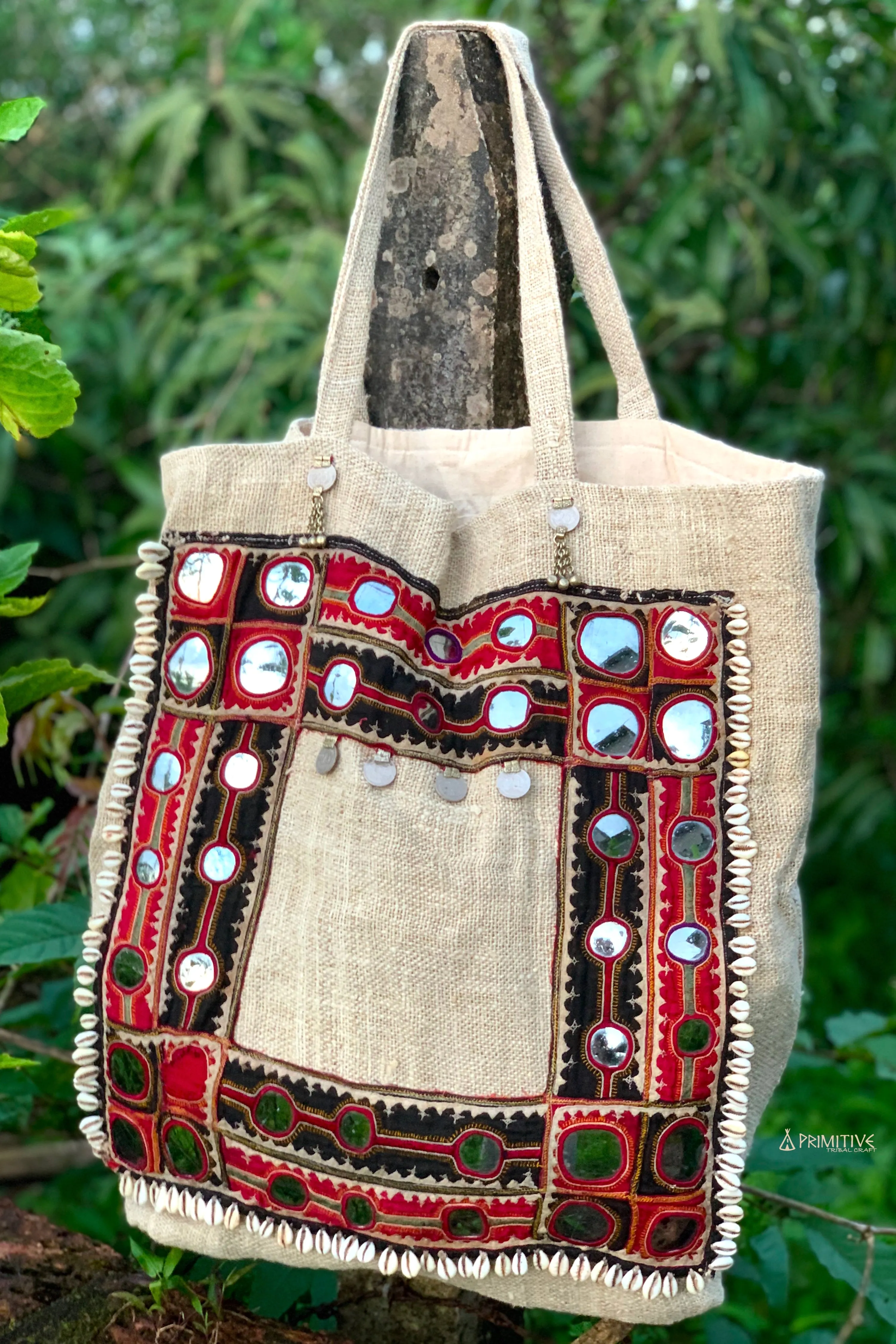 Hemp Bag with Banjara Patches & Traditional Hand Embroidery