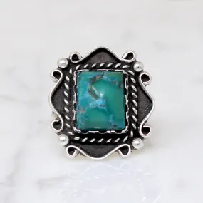 Highly Detailed Turquoise & Sterling Overlay Ring