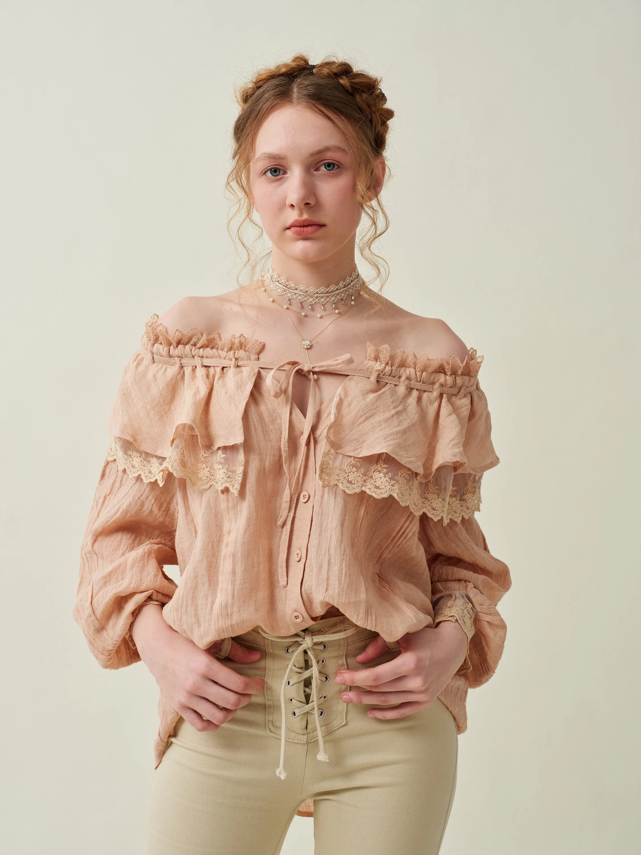 Ivy 31 | Ruffled linen fairy blouse