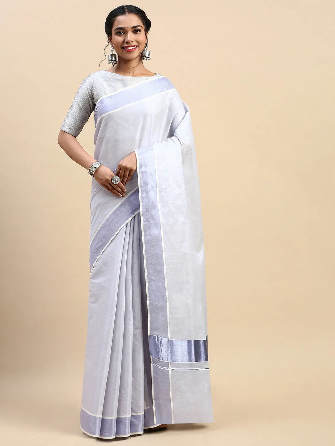 Kerala Saree Blue Colour with Jari Border KS94