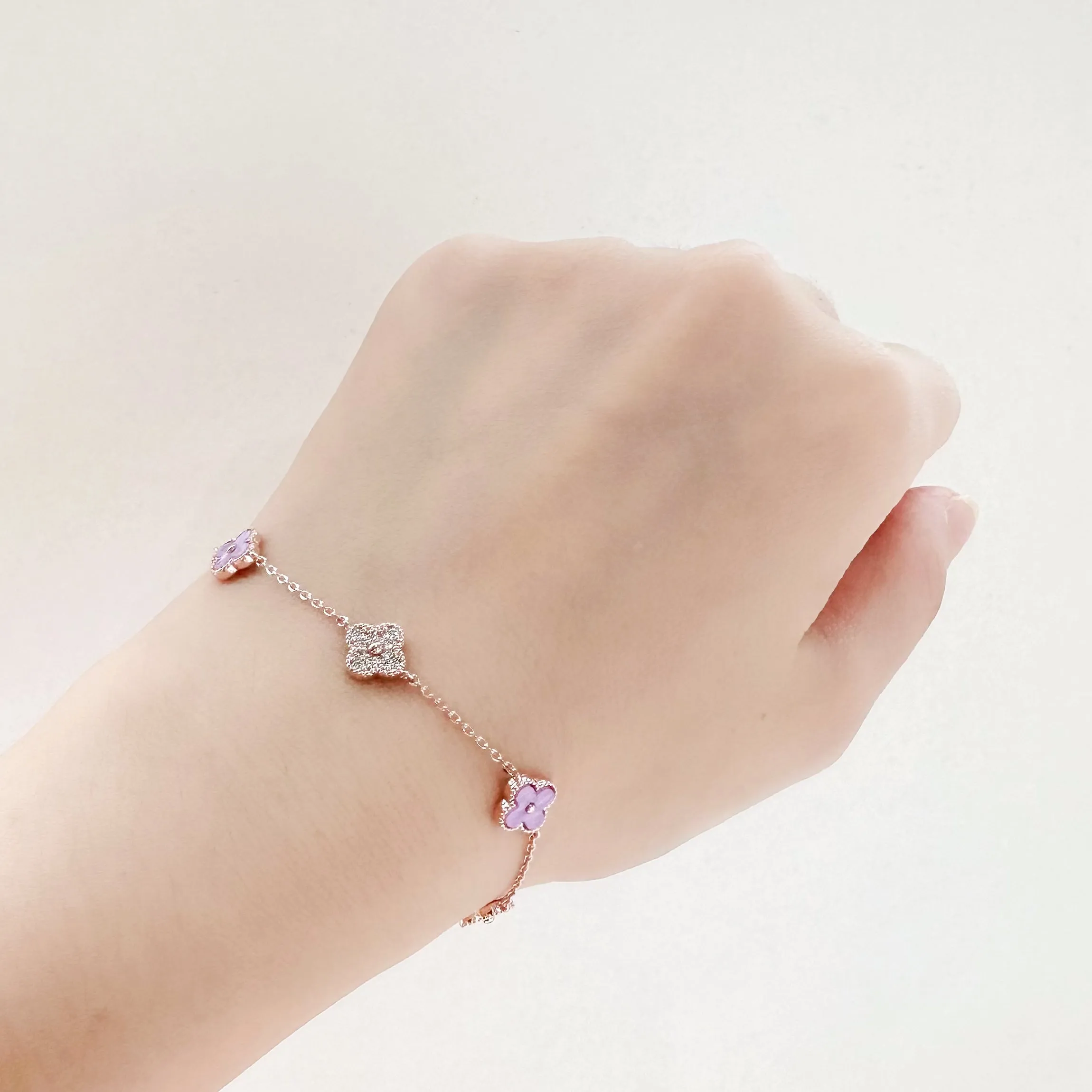 Lilac Vanya Diamond Clover Bracelet