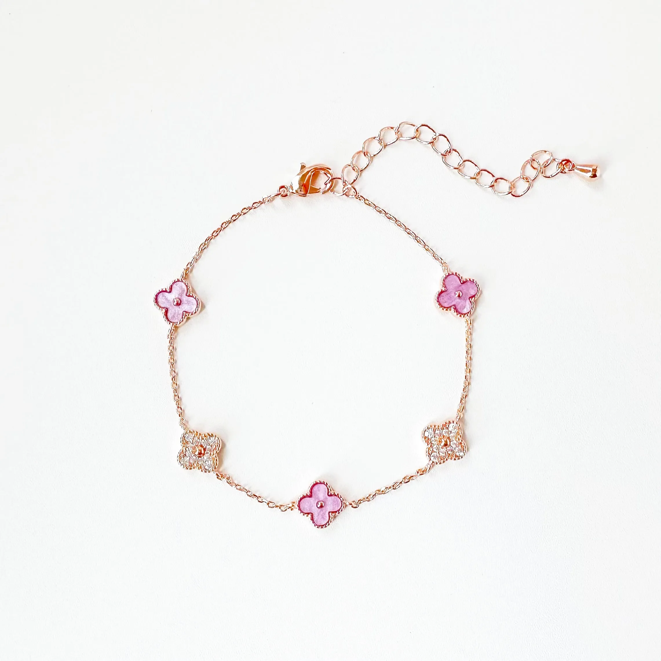 Lilac Vanya Diamond Clover Bracelet