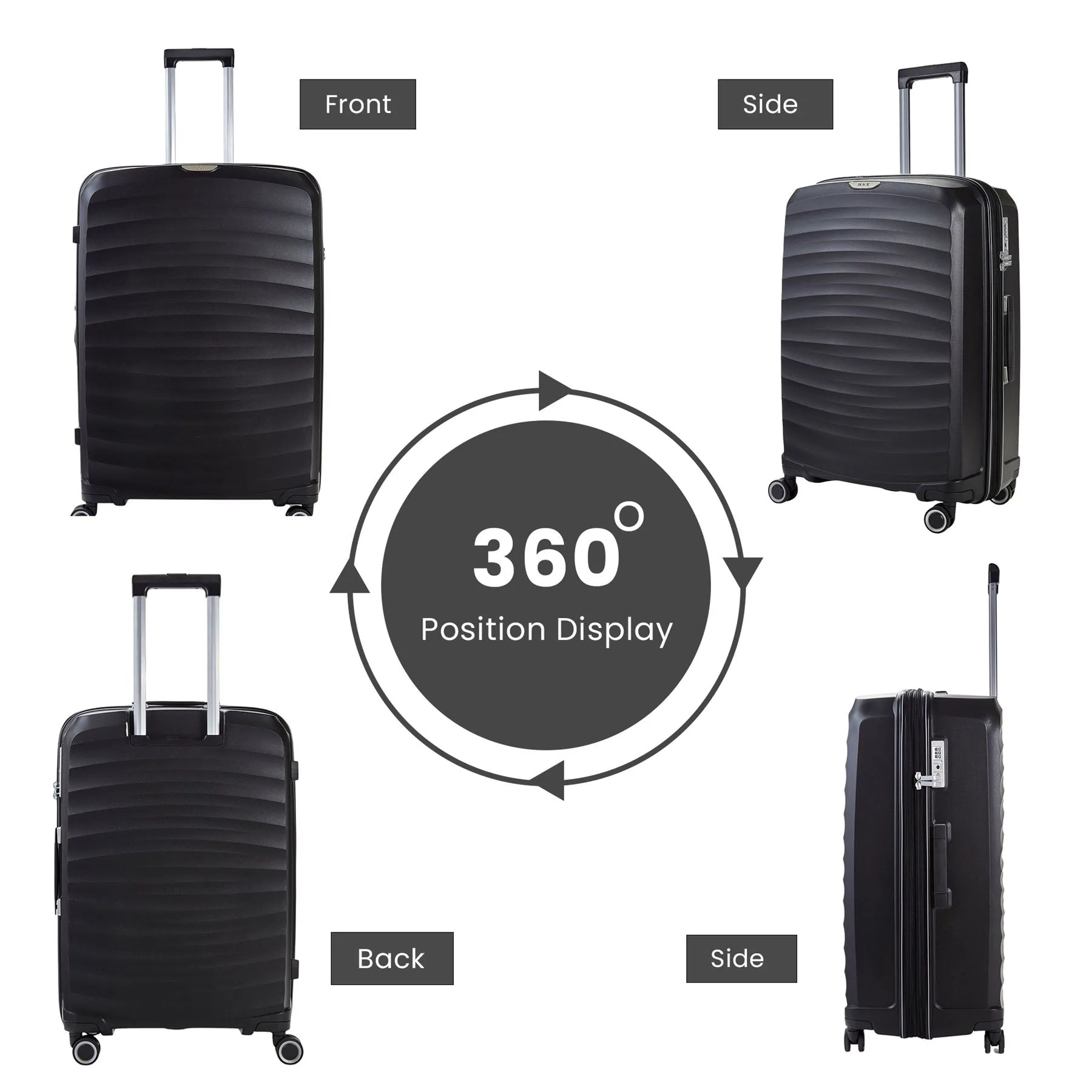 Luggage Suitcase Travel Bag Carry On Hand Cabin Check in Expandable Hard-Shell 4 Spinner Wheels Trolley Set | Sunwave