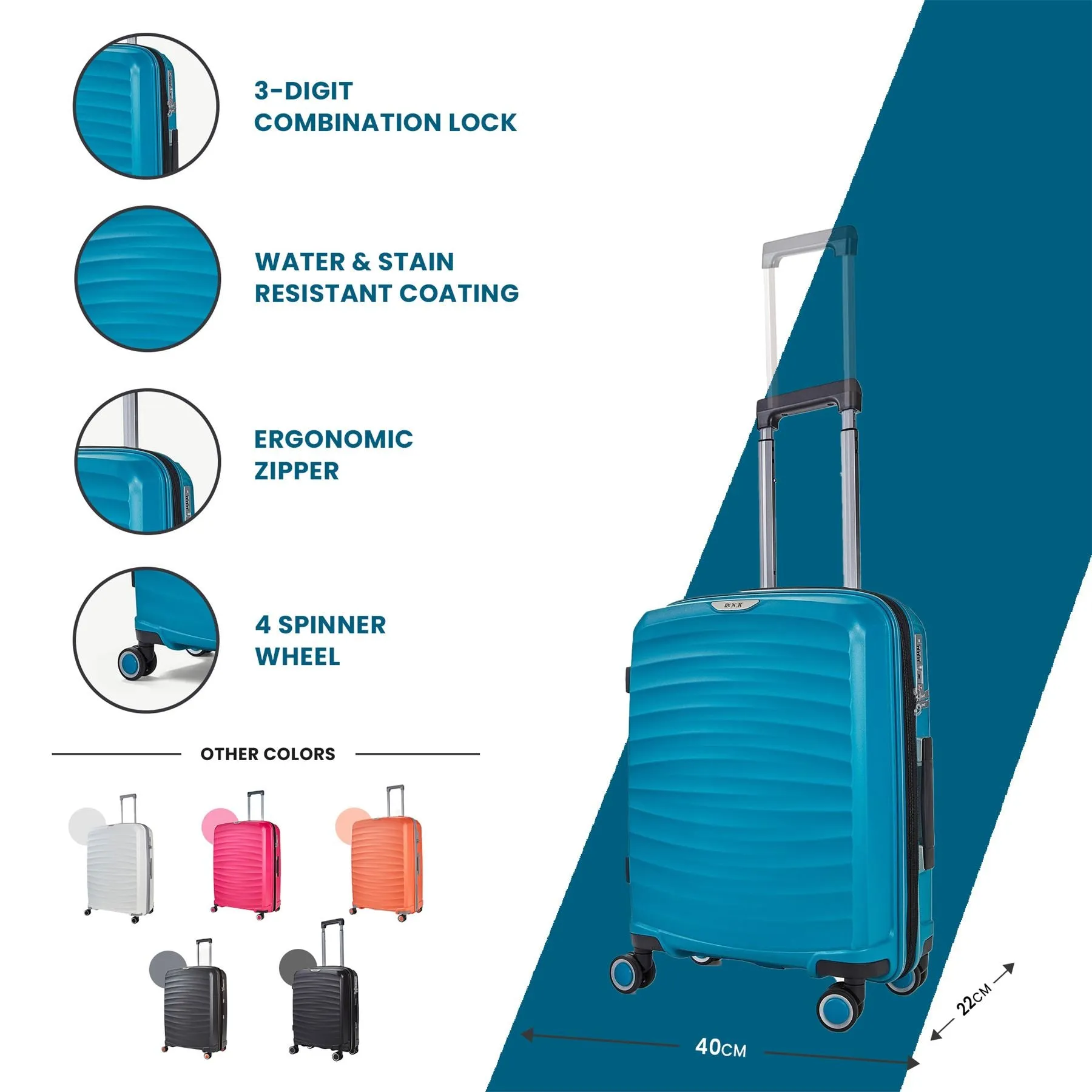 Luggage Suitcase Travel Bag Carry On Hand Cabin Check in Expandable Hard-Shell 4 Spinner Wheels Trolley Set | Sunwave