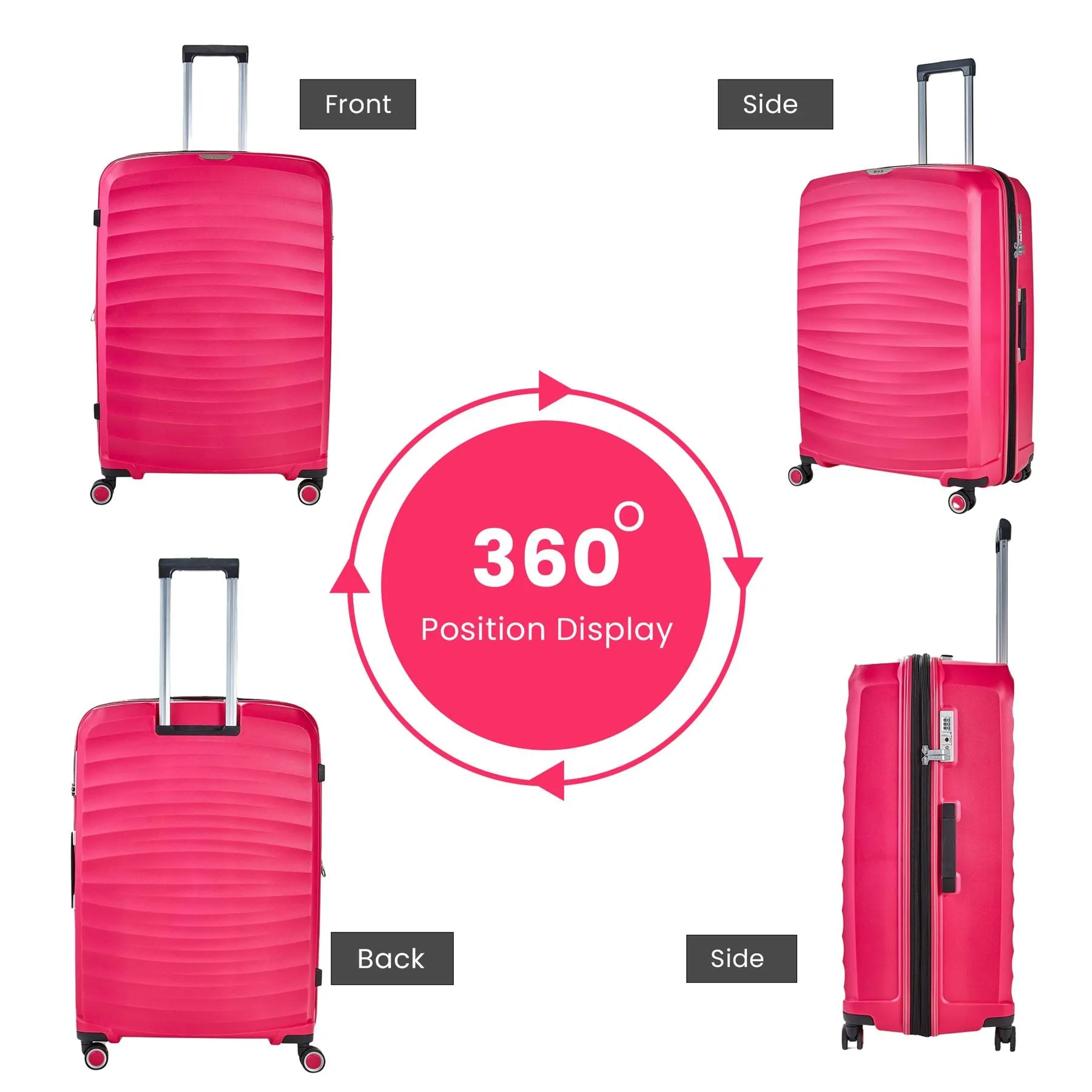 Luggage Suitcase Travel Bag Carry On Hand Cabin Check in Expandable Hard-Shell 4 Spinner Wheels Trolley Set | Sunwave