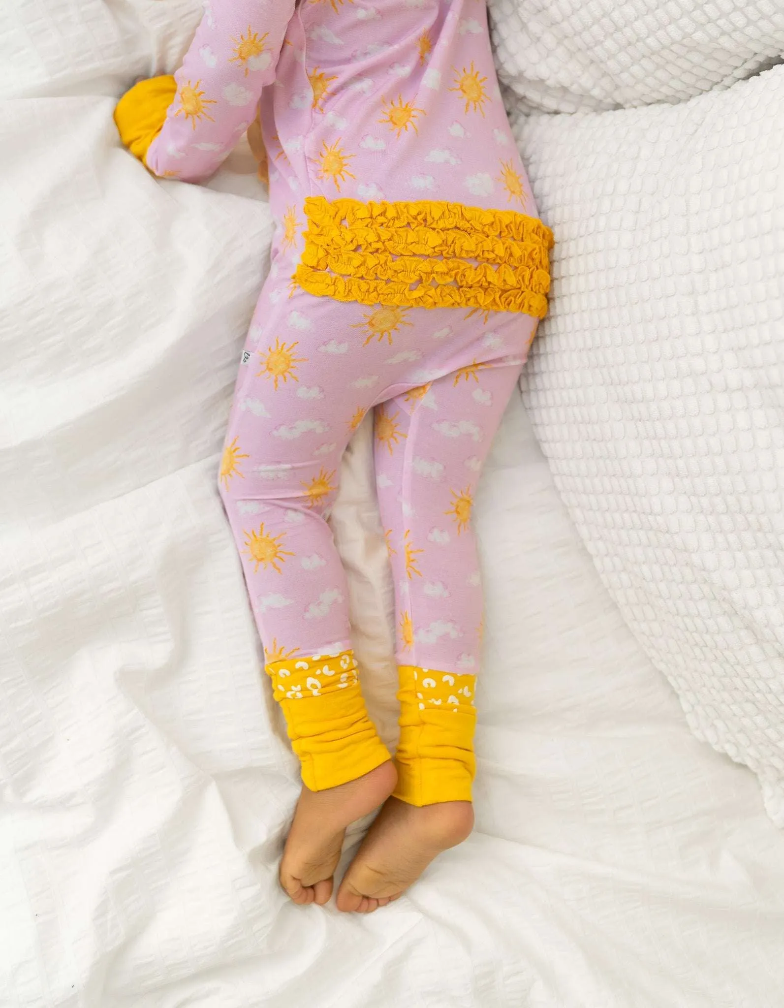 Mason Pink Bamboo Ruffle Convertible Footie