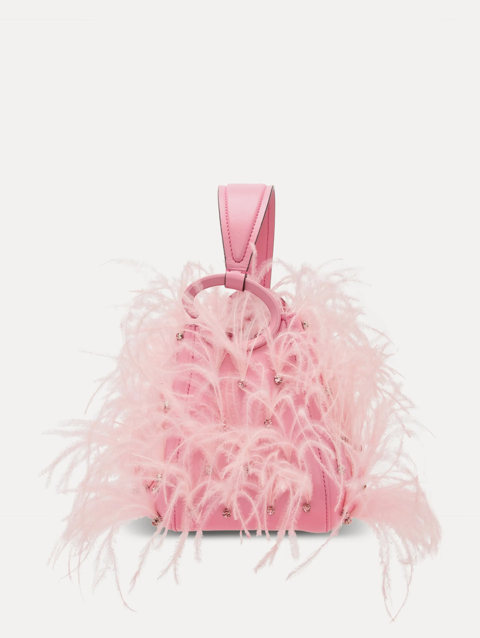 Ostrich Feather O Handle Bag