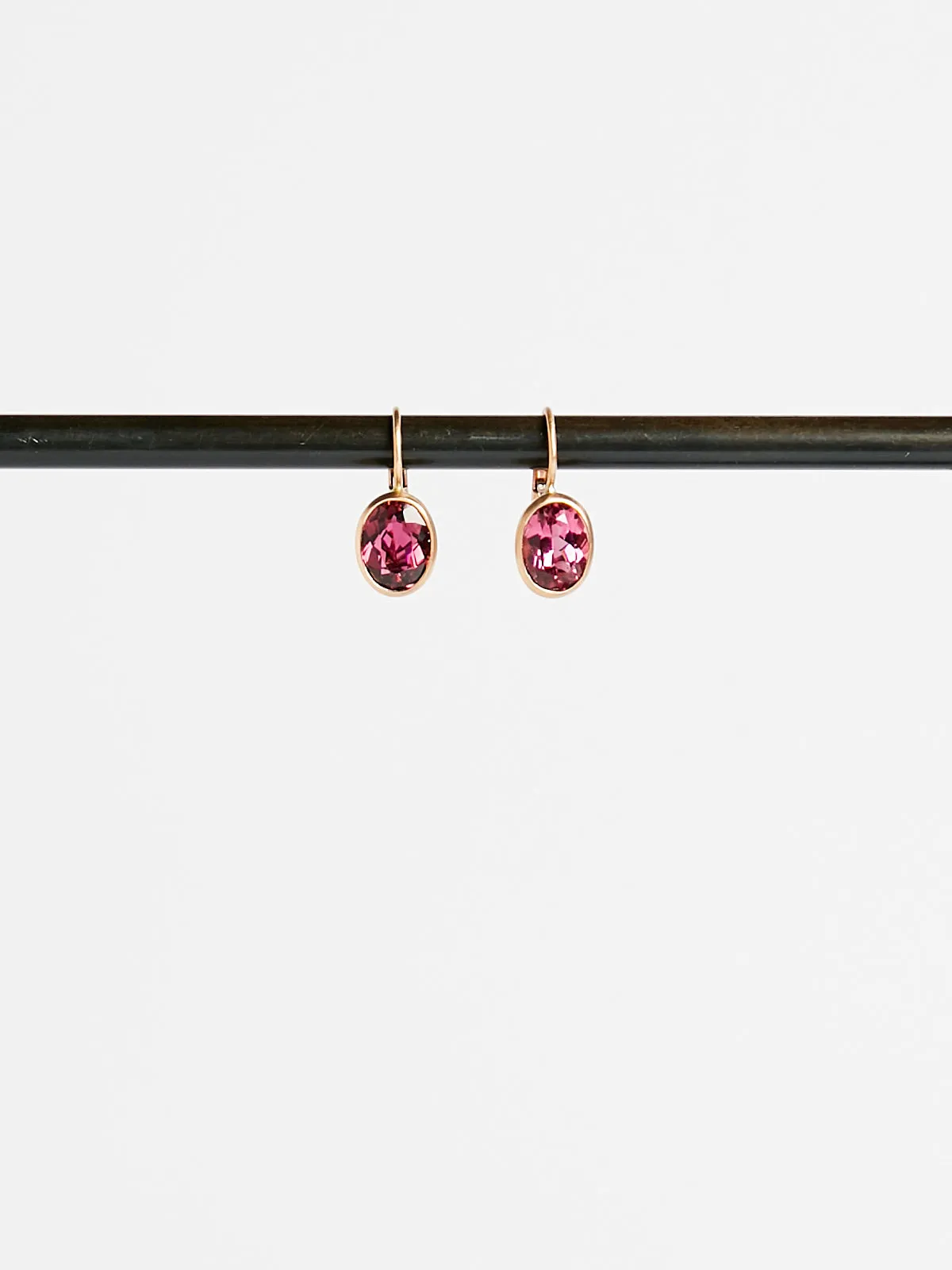 Oval 6x8 Earrings in 18k Red Gold with 2.37ct Rose Tourmaline