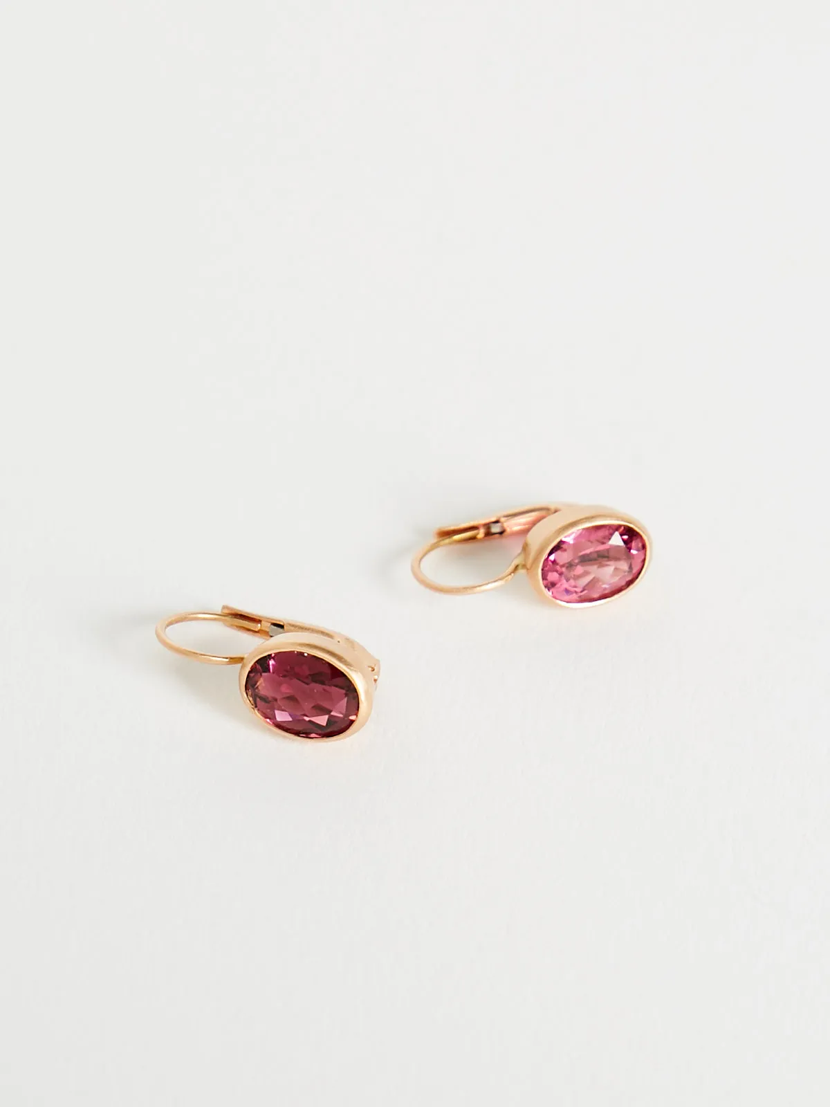 Oval 6x8 Earrings in 18k Red Gold with 2.37ct Rose Tourmaline