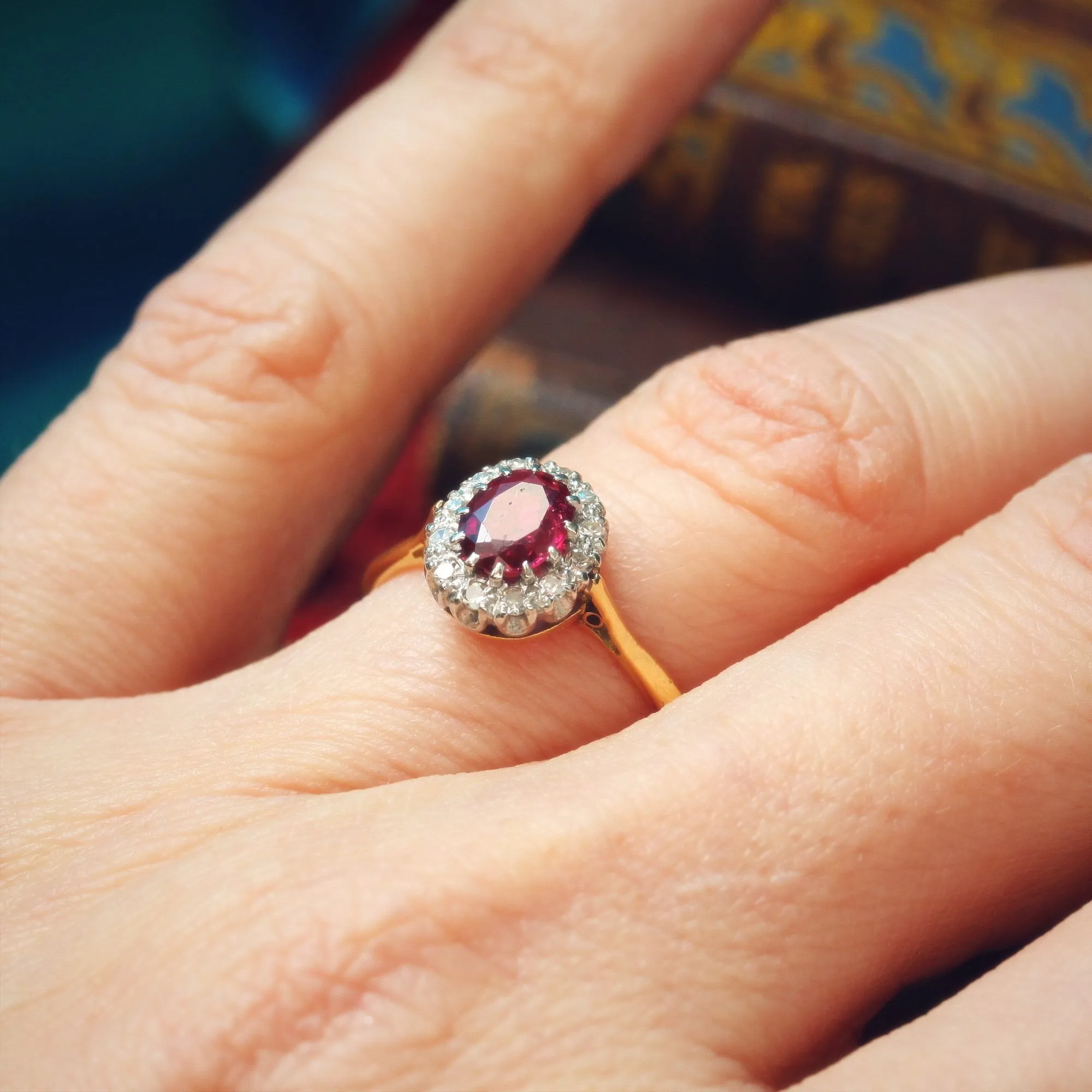 Perfect Harmony Vintage Ruby & Diamond Cluster Ring