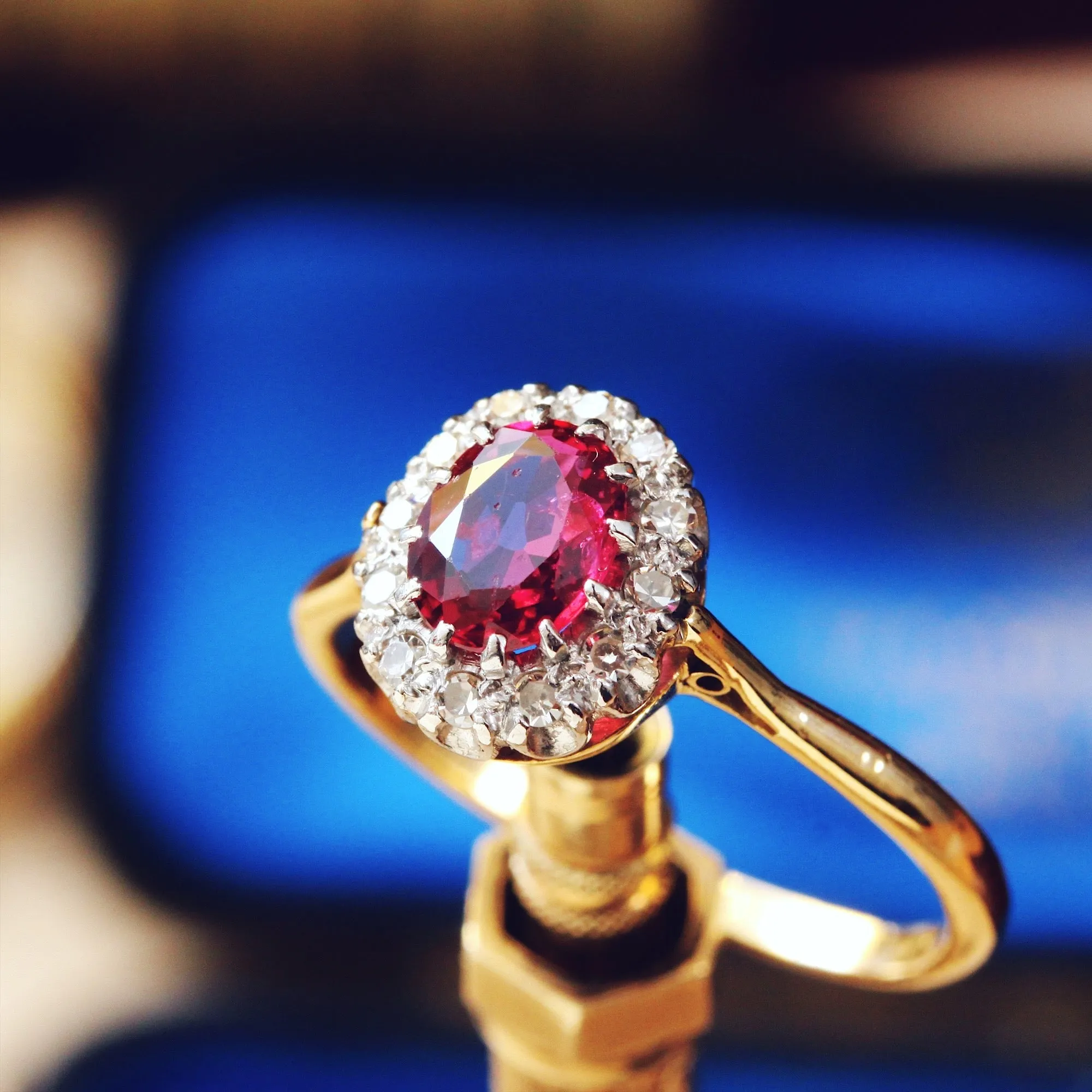 Perfect Harmony Vintage Ruby & Diamond Cluster Ring