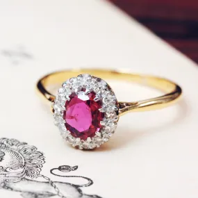 Perfect Harmony Vintage Ruby & Diamond Cluster Ring