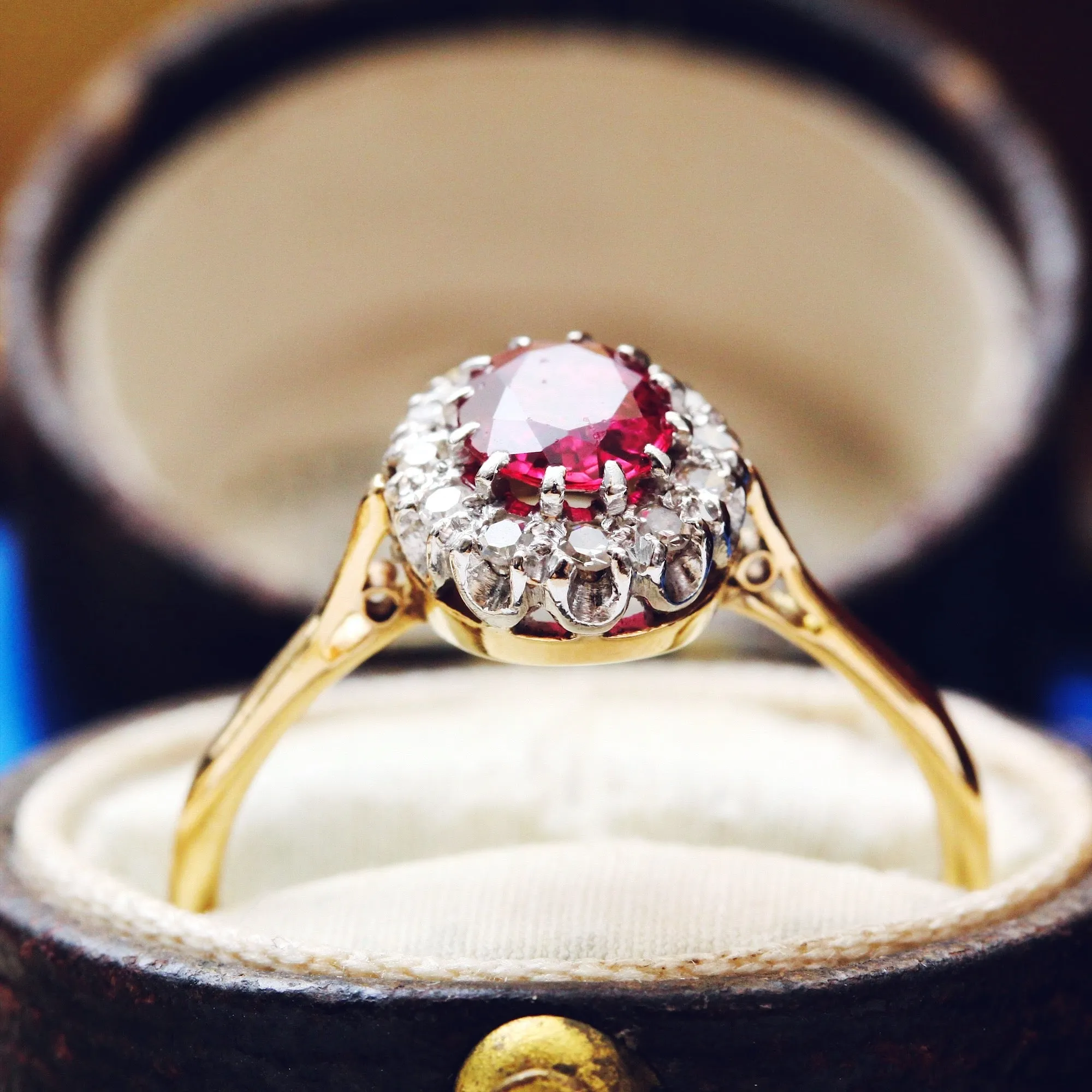 Perfect Harmony Vintage Ruby & Diamond Cluster Ring