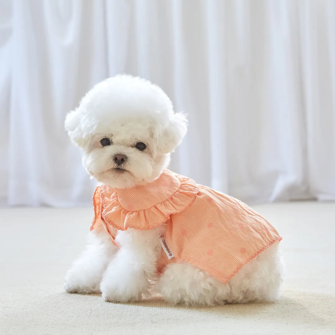 Polka Dot Princess Flap-Collar Dress - Coral