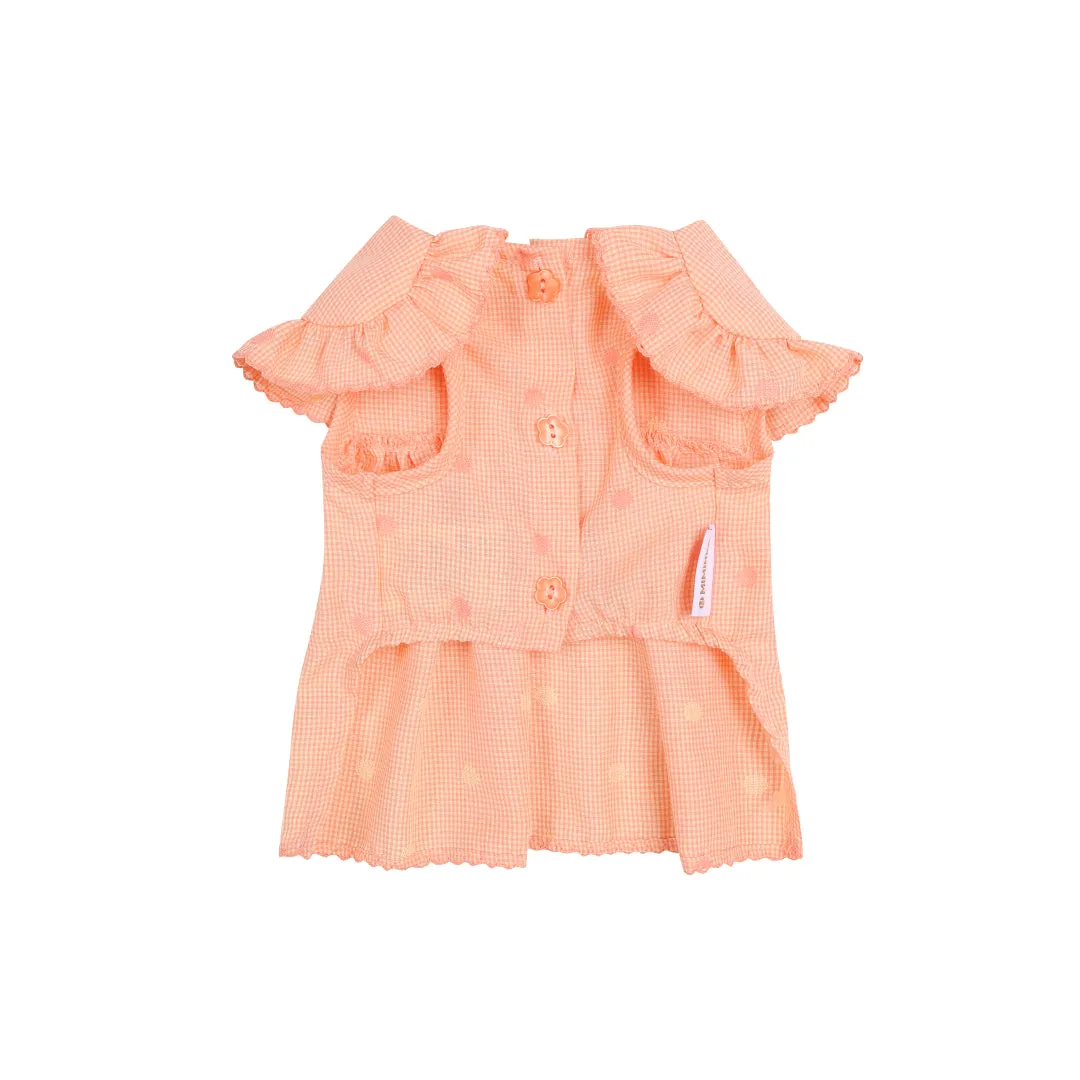 Polka Dot Princess Flap-Collar Dress - Coral