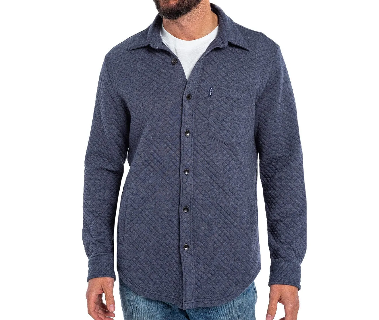 Quilted Knit Overshirt - Heather Navy