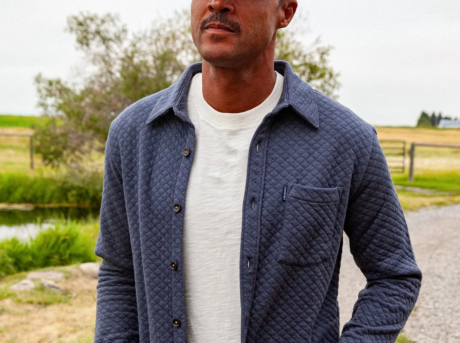 Quilted Knit Overshirt - Heather Navy