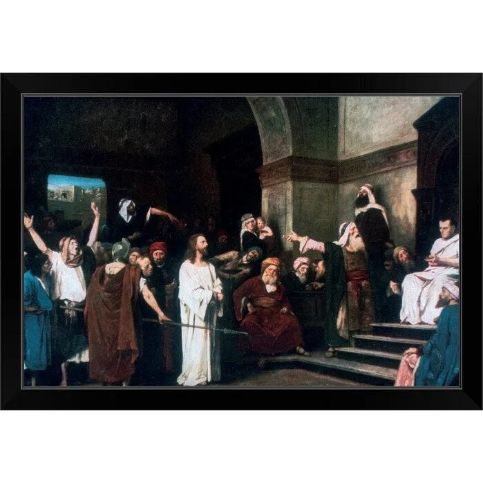 "'Christ before Pilate', 1881, painting" Black Framed Print