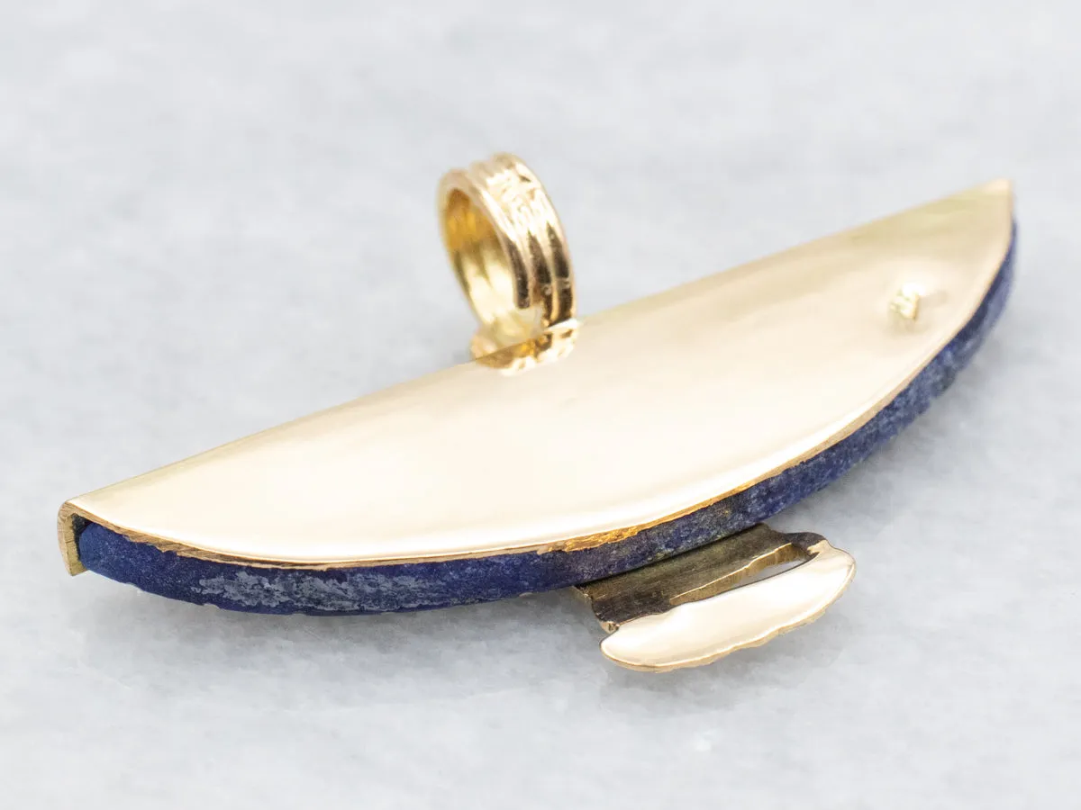 *RESERVED* 18k Yellow Gold Isis Egyptian Winged Goddess Lapis Pendant