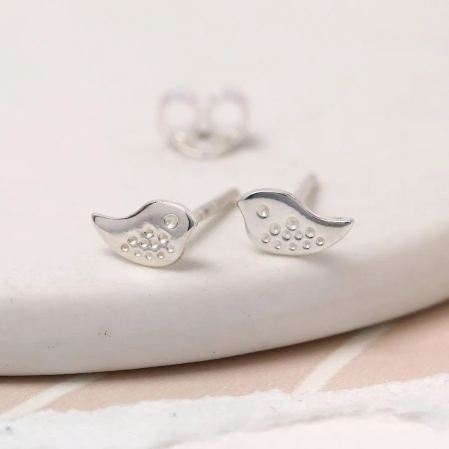 SB0799 Sterling Silver Bird Stud Earrings By Pom