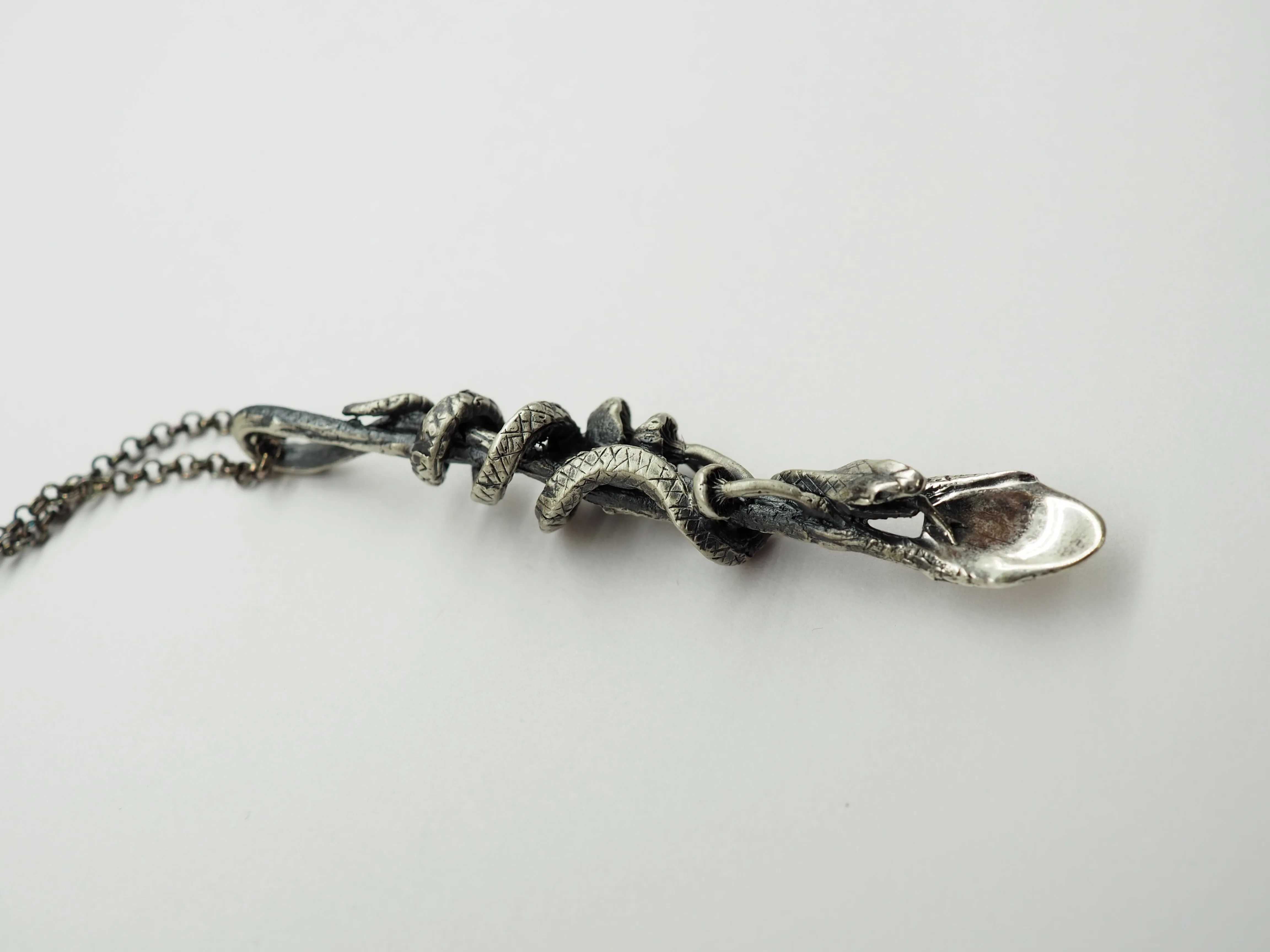 Serpent and mushrooms spoon necklace