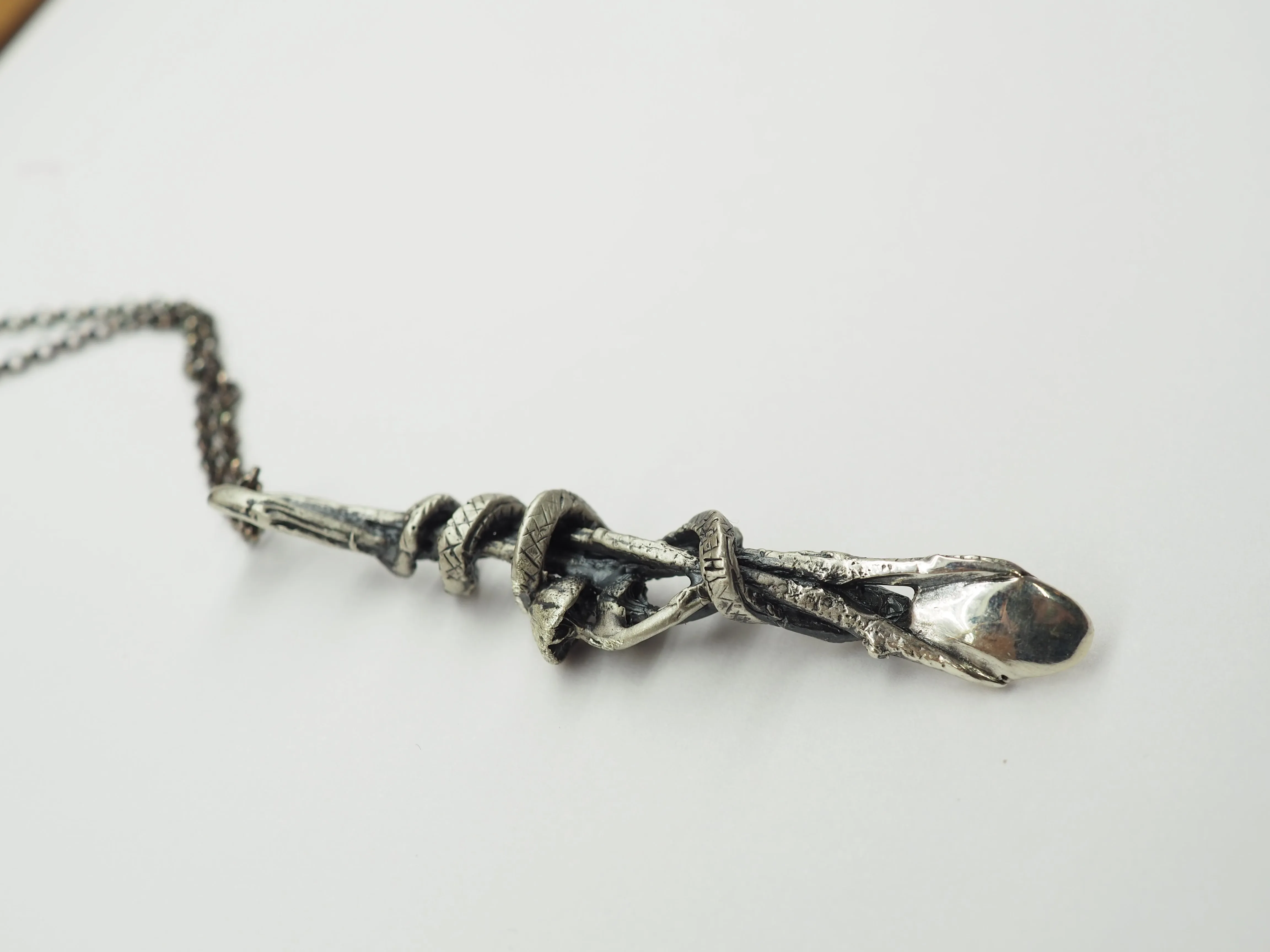 Serpent and mushrooms spoon necklace