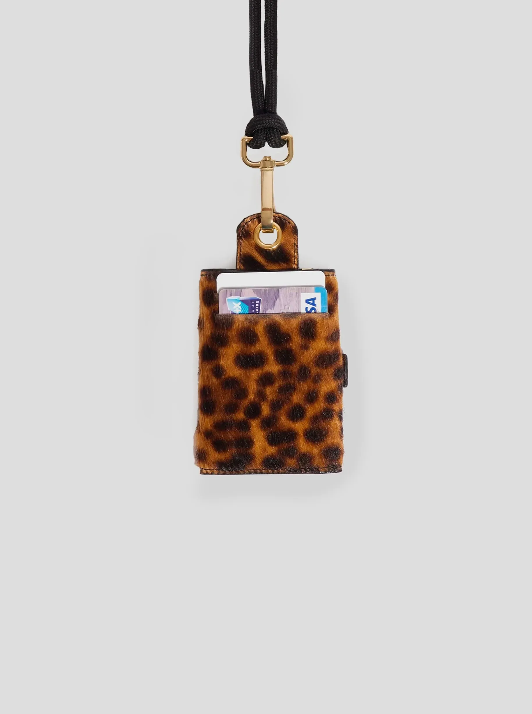 The Minis - 6 key holder in grey Leopard printed leather