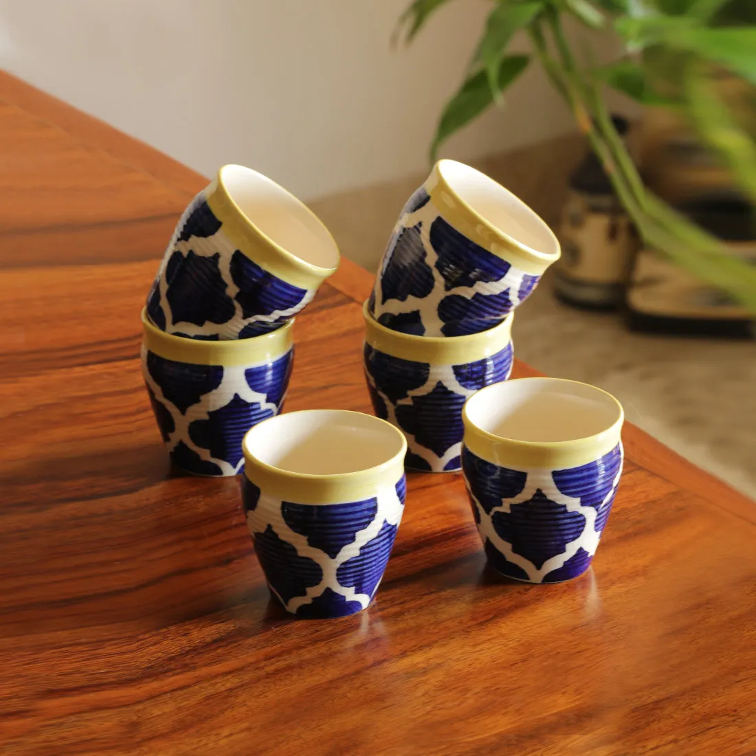 'Tropic of Kulhads' Handpainted In Ceramic (Set Of 6)