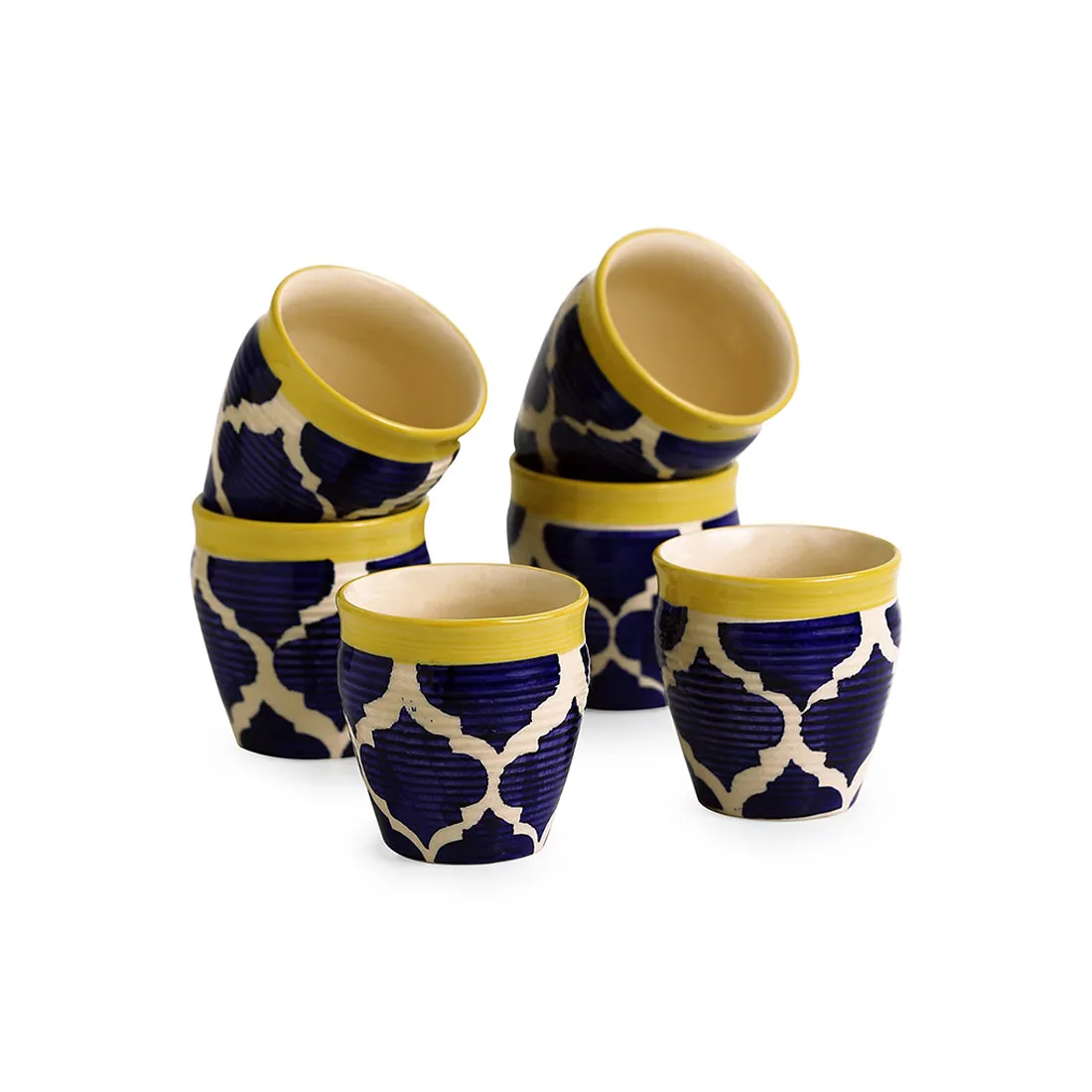 'Tropic of Kulhads' Handpainted In Ceramic (Set Of 6)