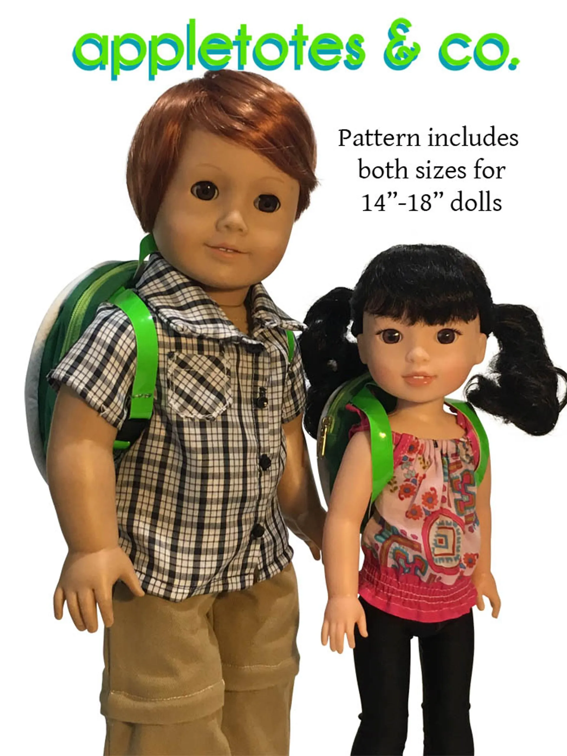 Turtle Backpack Sewing Pattern for 14" & 18" Dolls