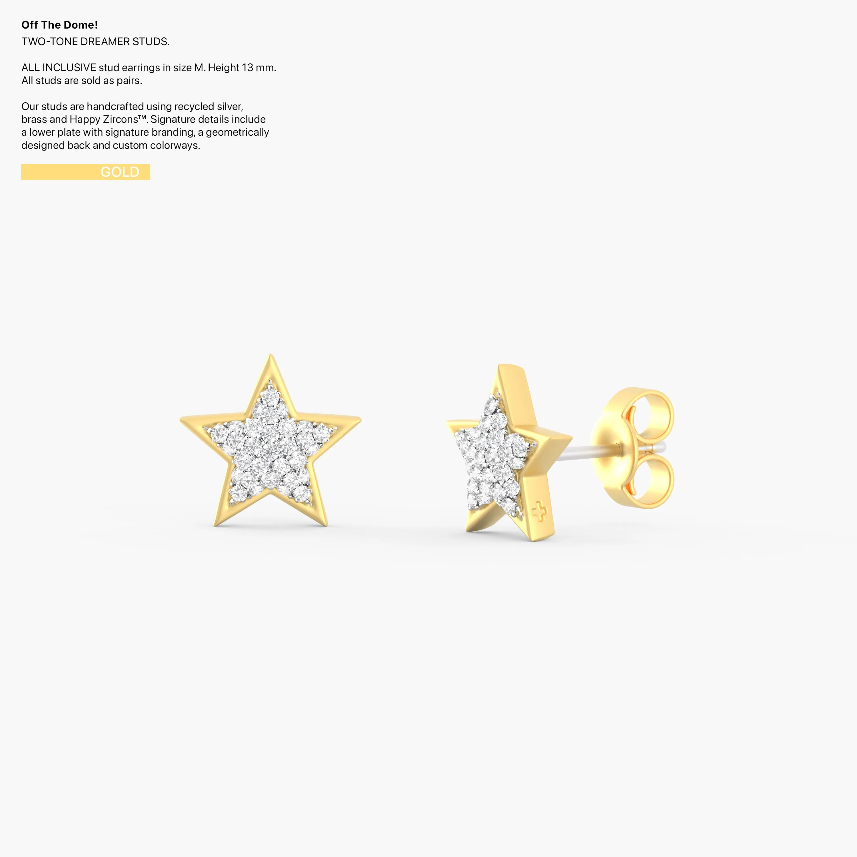 Two-Tone Dreamer Studs in Gold