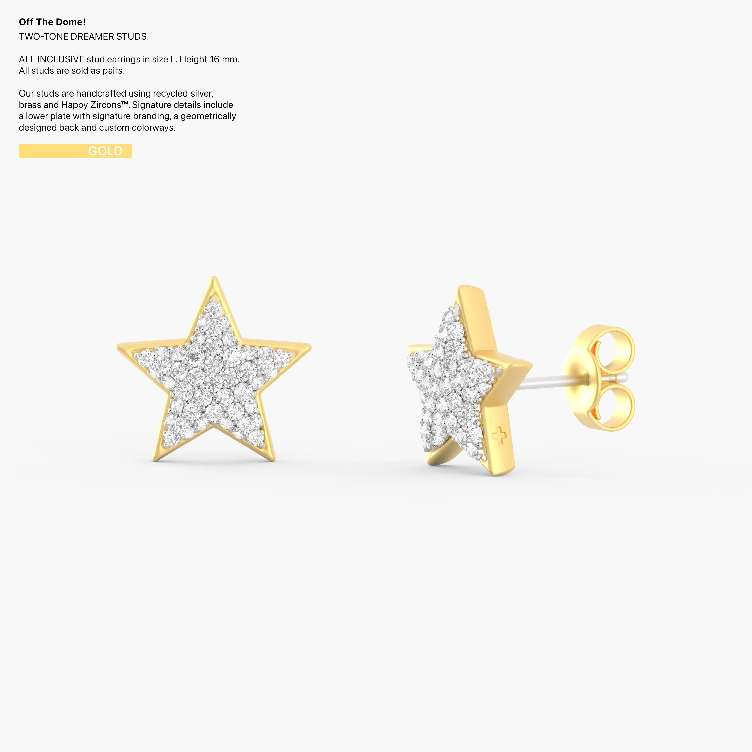 Two-Tone Dreamer Studs in Gold